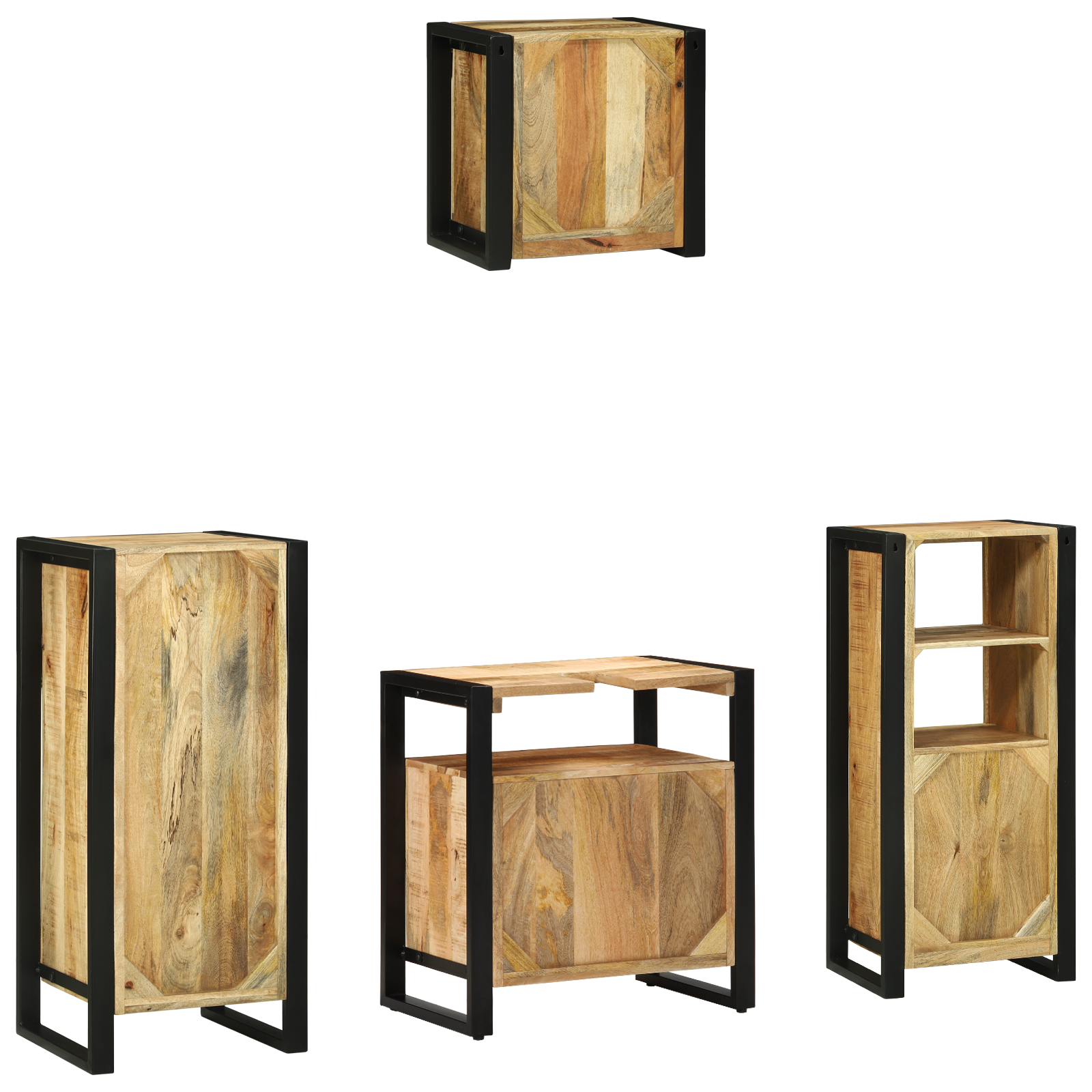 Set de mobilier pentru baie 4 pcs Maro Lemn de mango solid GartenMobel Dekor