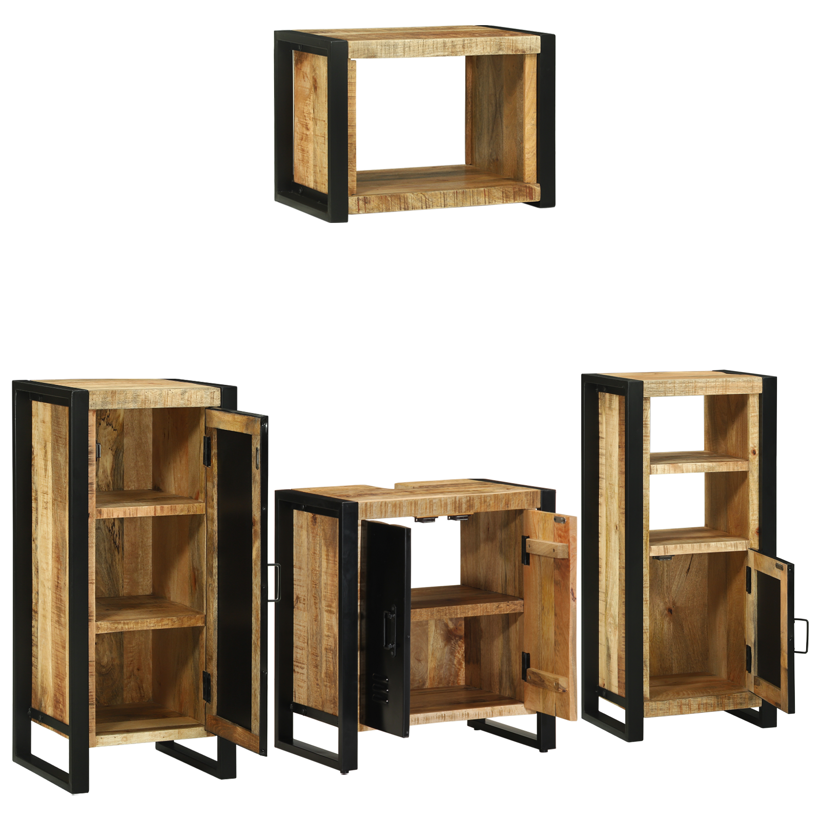 Set de mobilier pentru baie 4 pcs Maro Lemn de mango solid GartenMobel Dekor