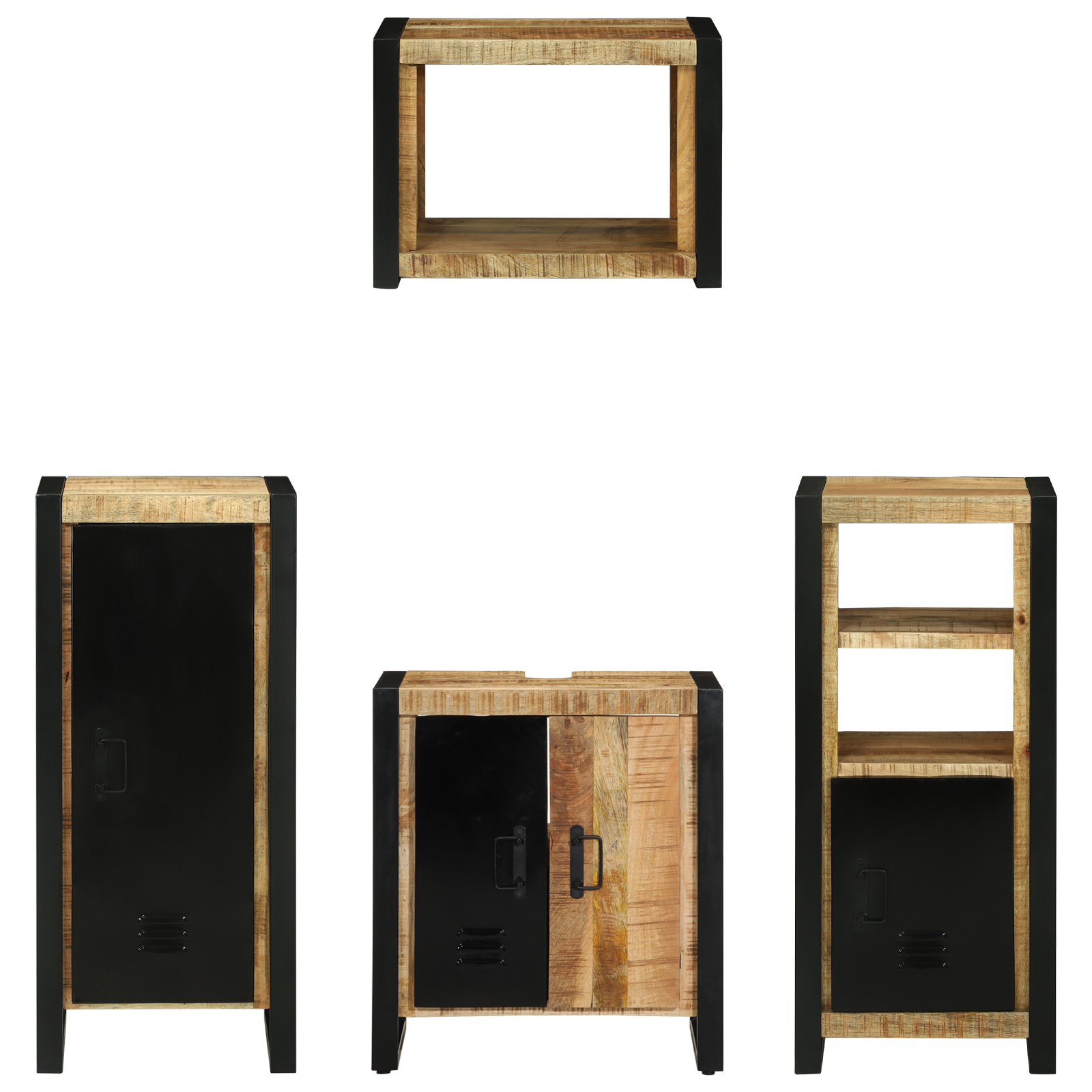 Set de mobilier pentru baie 4 pcs Maro Lemn de mango solid GartenMobel Dekor