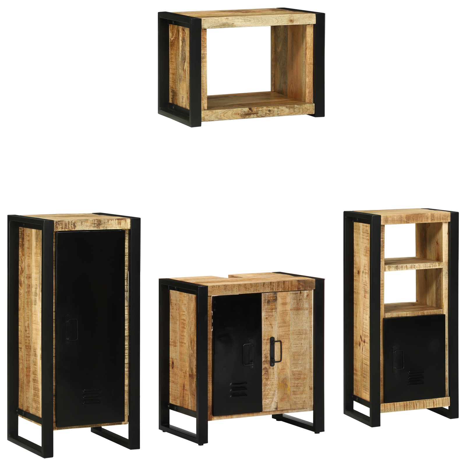 Set de mobilier pentru baie 4 pcs Maro Lemn de mango solid GartenMobel Dekor