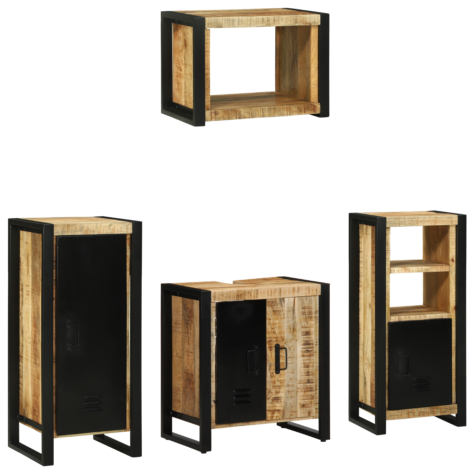 Set de mobilier pentru baie 4 pcs Maro Lemn de mango solid GartenMobel Dekor