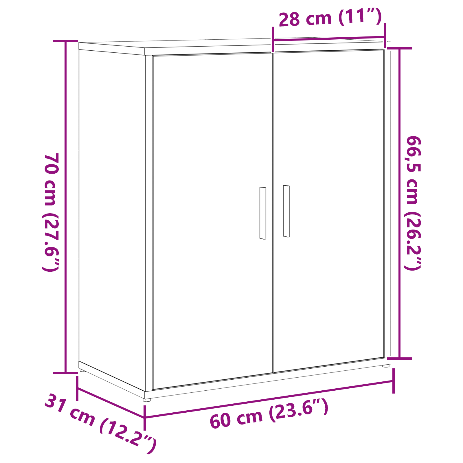 Bufet 2 pcs stejar artizanal 60 x 31 x 70 cm Lemn compozit GartenMobel Dekor