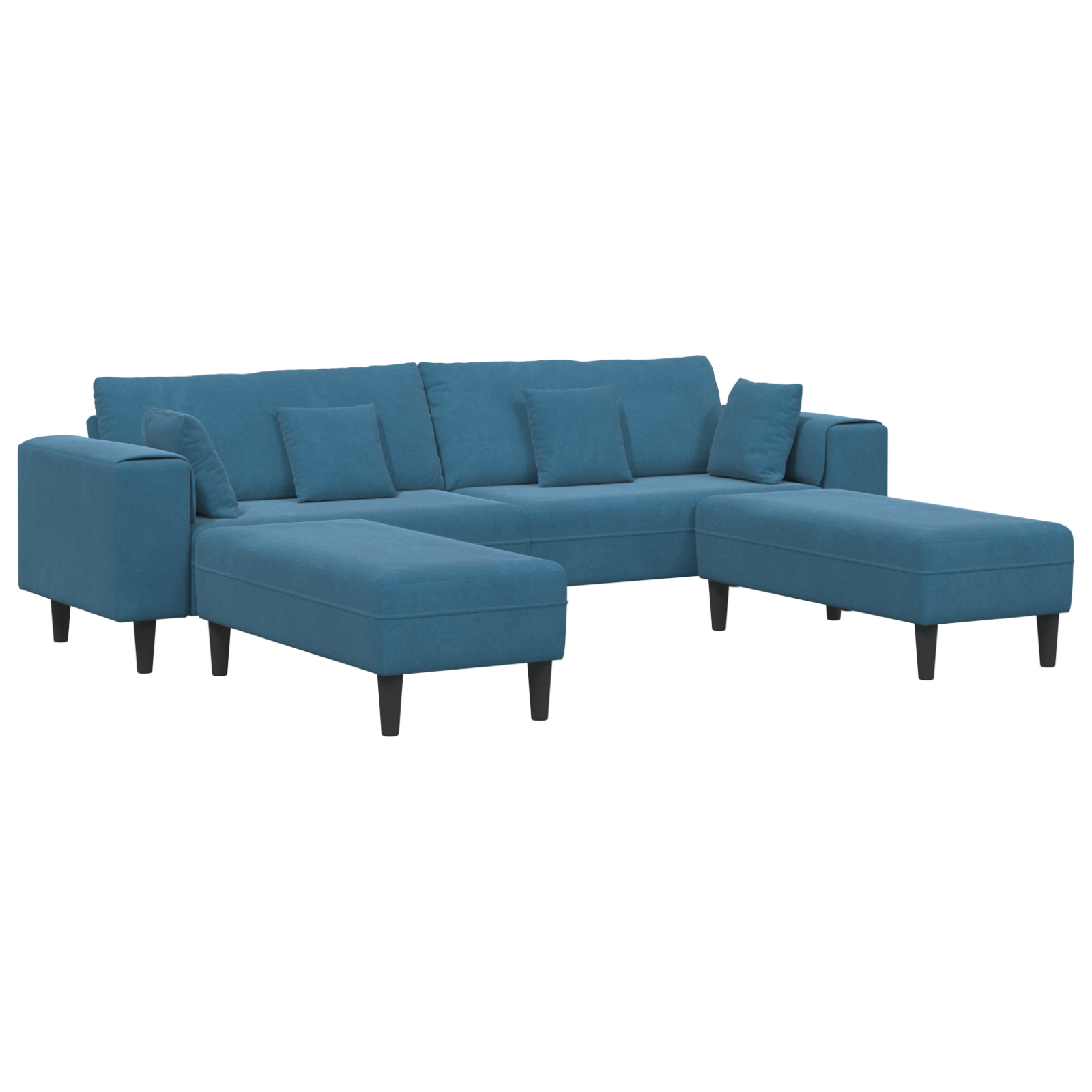 Canapea din catifea cu pernă cu pernă 3 pcs Albastru 208 cm Catifea GartenMobel Dekor