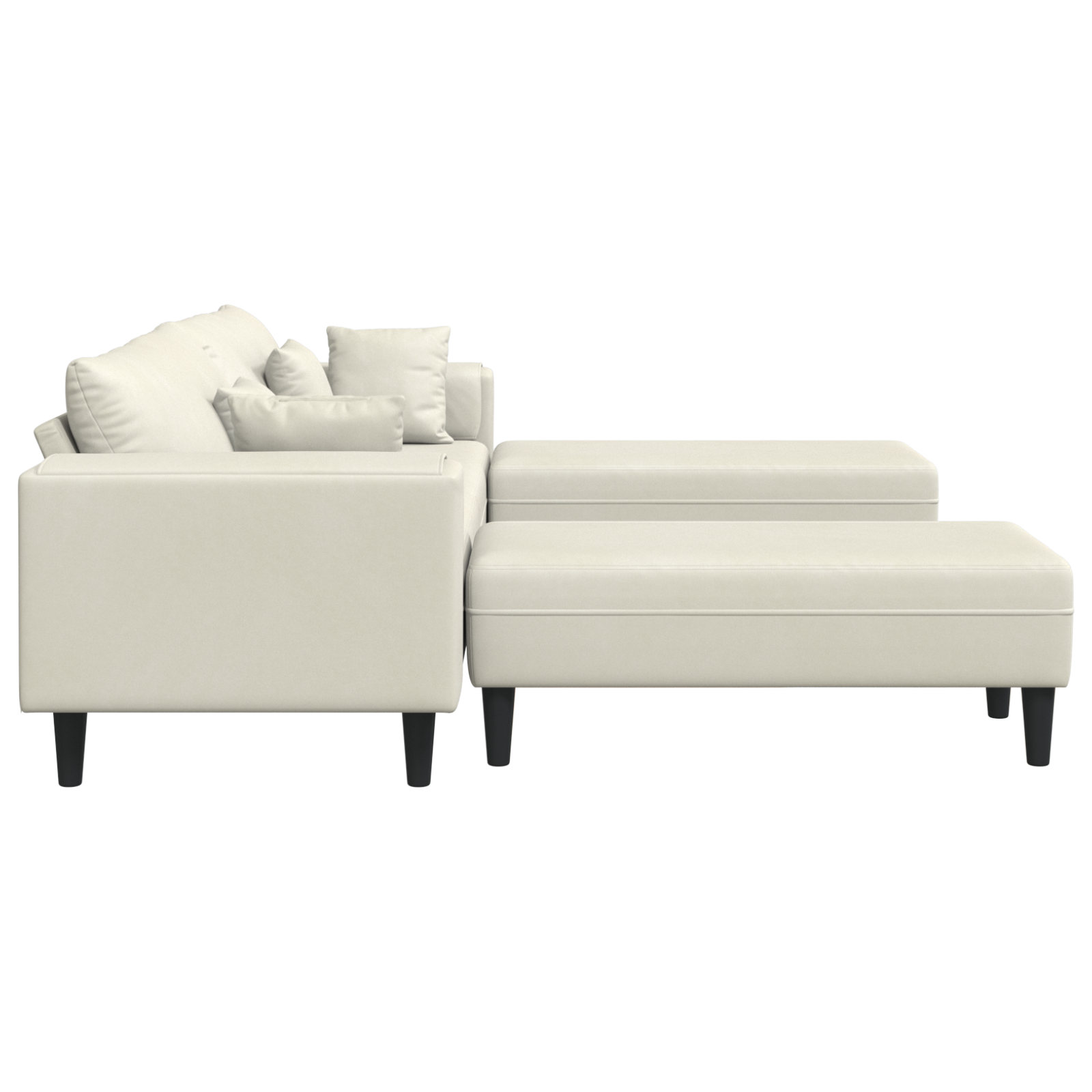 Canapea din catifea cu pernă cu pernă 3 pcs Crem 208 cm Catifea GartenMobel Dekor