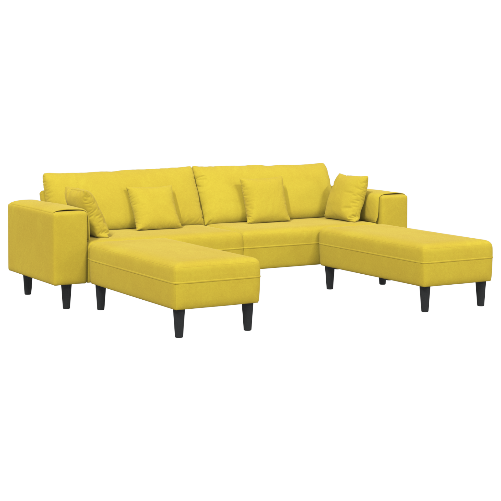 Canapea din catifea cu pernă cu pernă 3 pcs Galben 208 cm Catifea GartenMobel Dekor