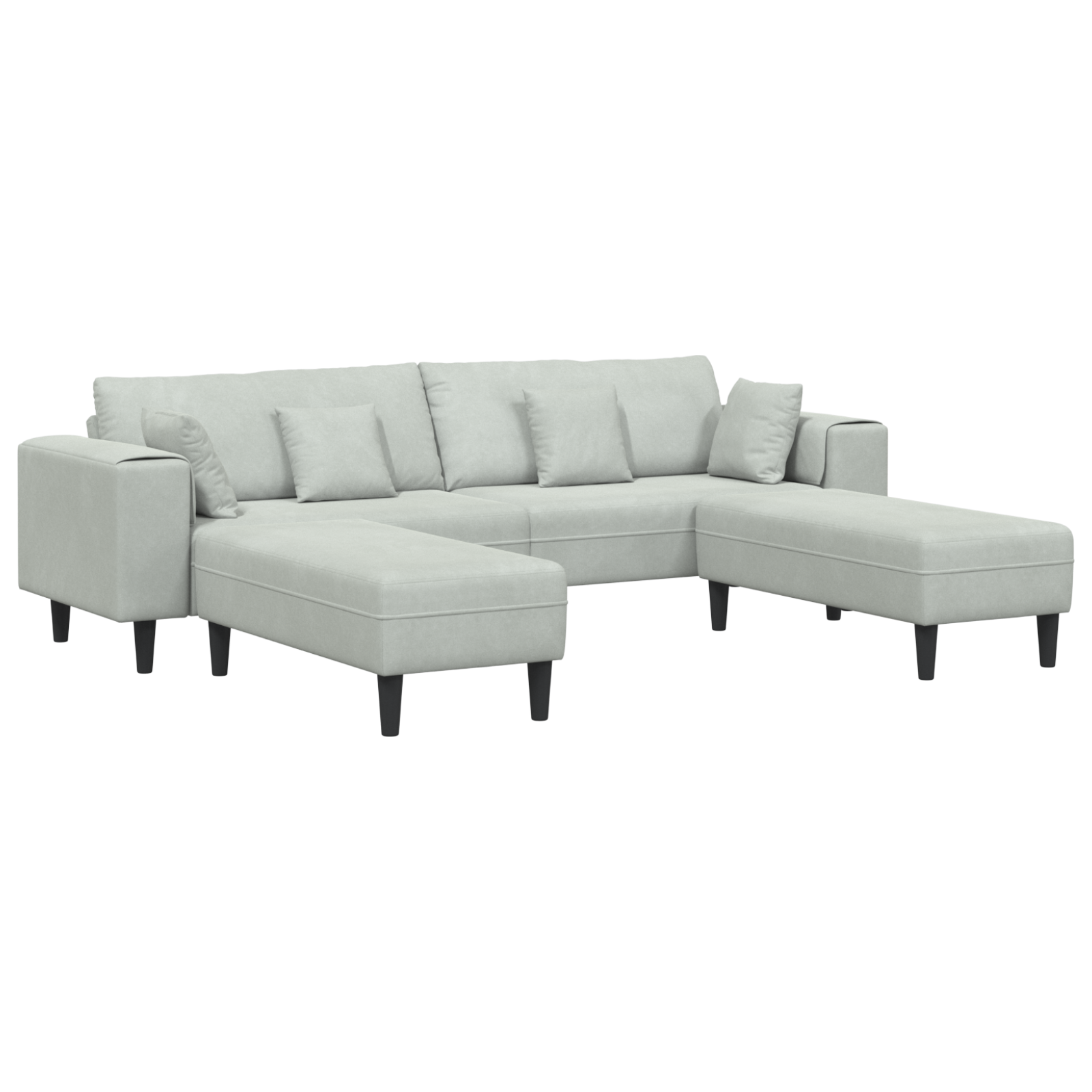 Canapea din catifea cu pernă cu pernă 3 pcs Gri deschis 208 cm Catifea GartenMobel Dekor