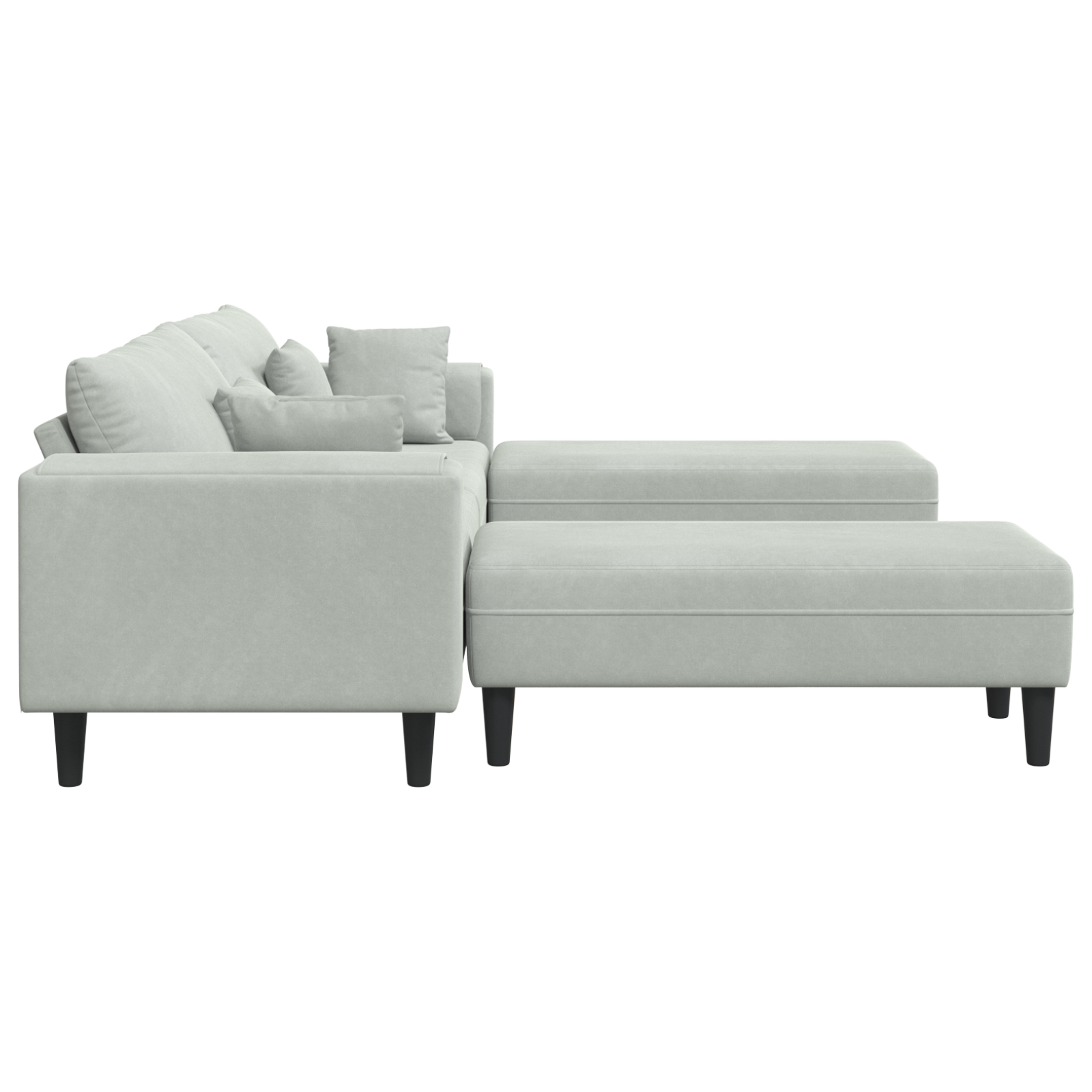 Canapea din catifea cu pernă cu pernă 3 pcs Gri deschis 208 cm Catifea GartenMobel Dekor