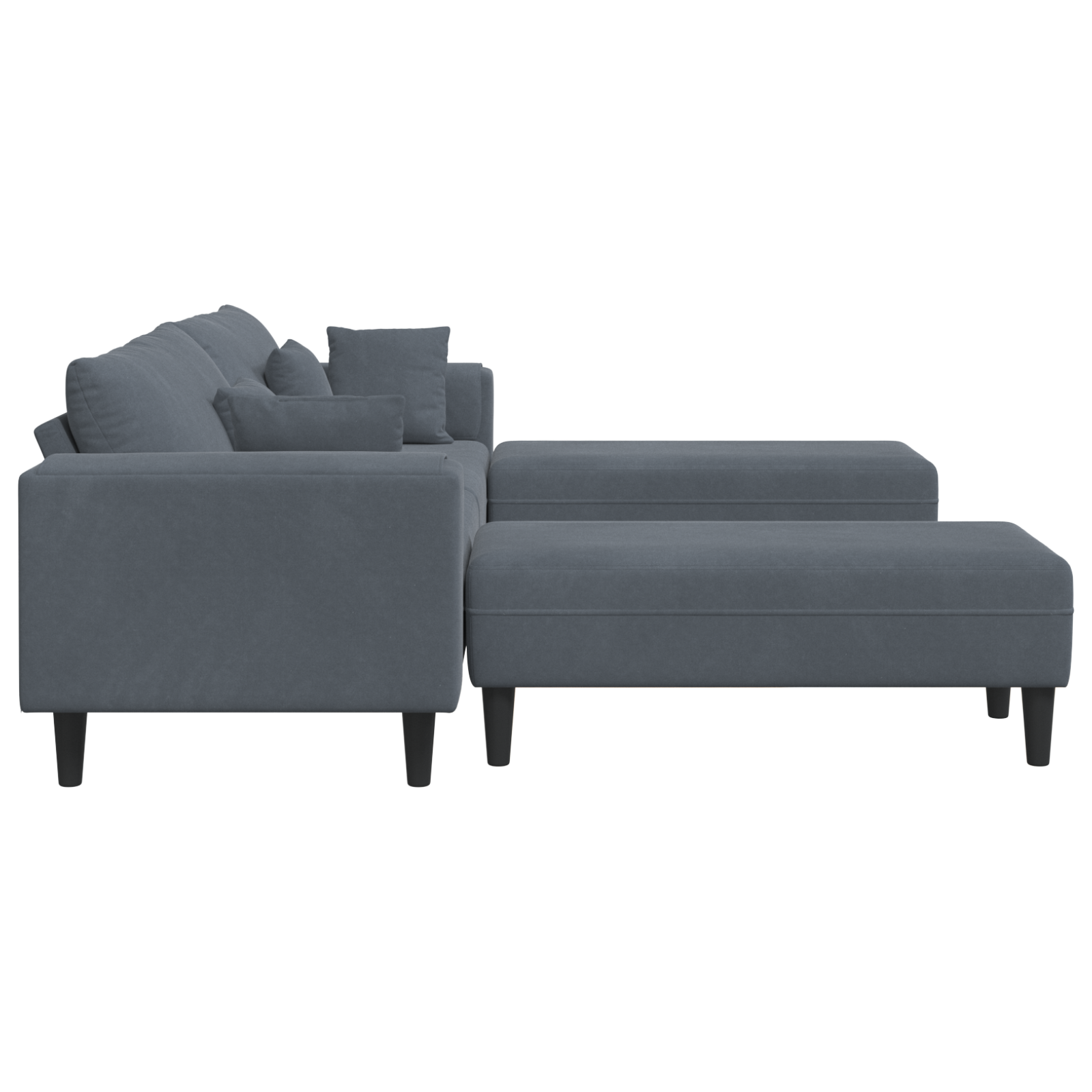Canapea din catifea cu pernă cu pernă 3 pcs Gri închis 208 cm Catifea GartenMobel Dekor