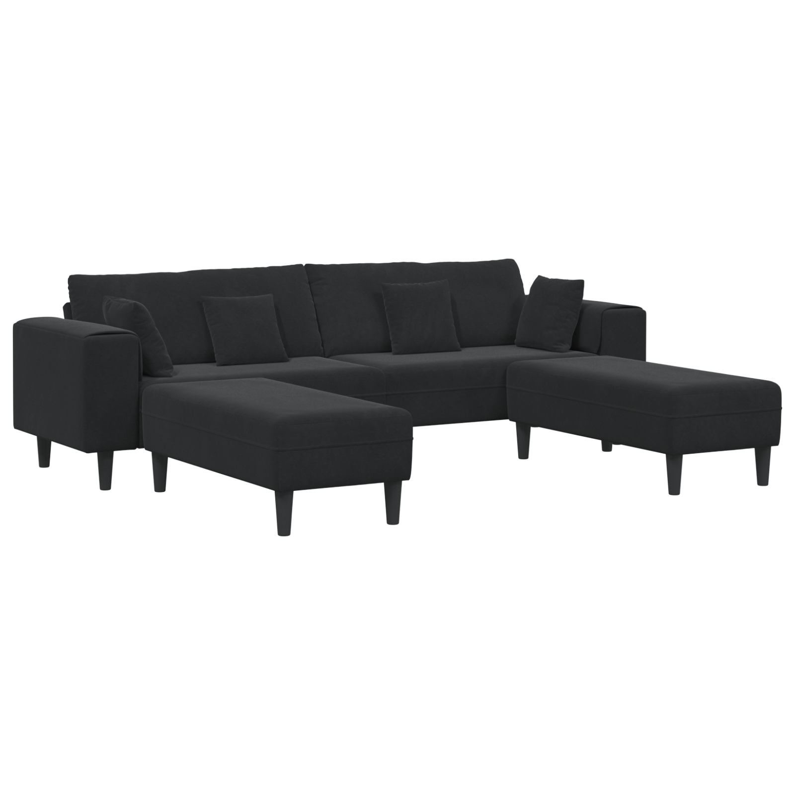 Canapea din catifea cu pernă cu pernă 3 pcs Negru 208 cm Catifea GartenMobel Dekor