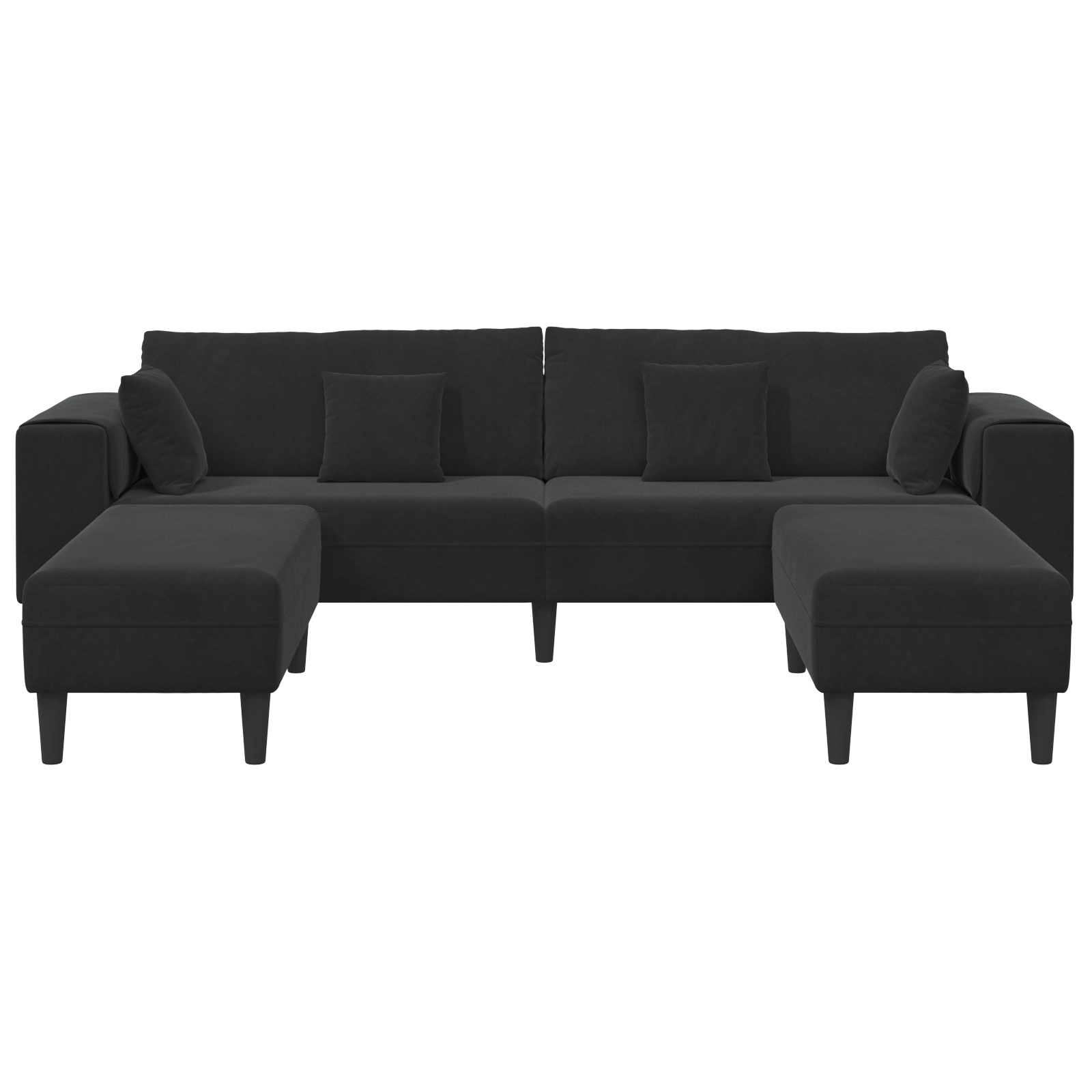 Canapea din catifea cu pernă cu pernă 3 pcs Negru 208 cm Catifea GartenMobel Dekor