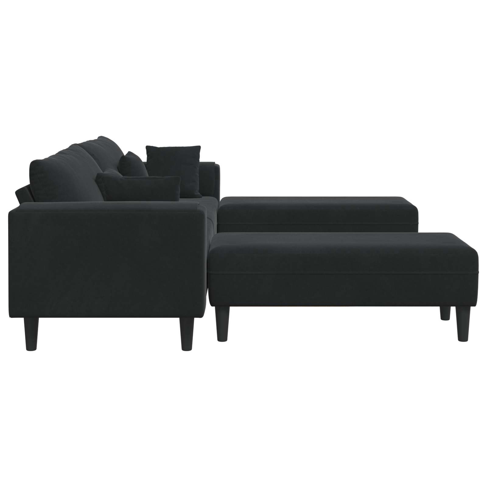 Canapea din catifea cu pernă cu pernă 3 pcs Negru 208 cm Catifea GartenMobel Dekor