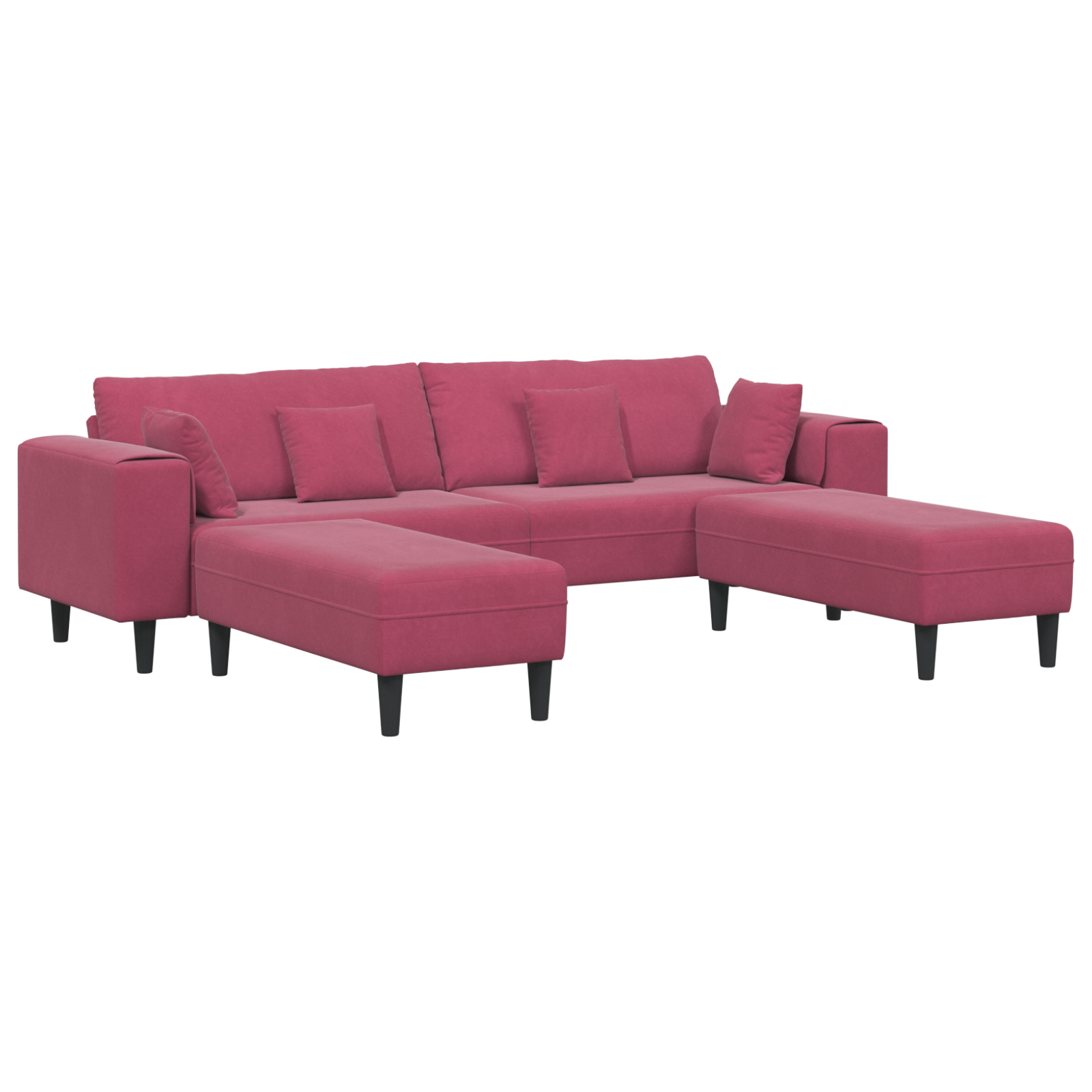 Canapea din catifea cu pernă cu pernă 3 pcs Roșu Vin 208 cm Catifea GartenMobel Dekor