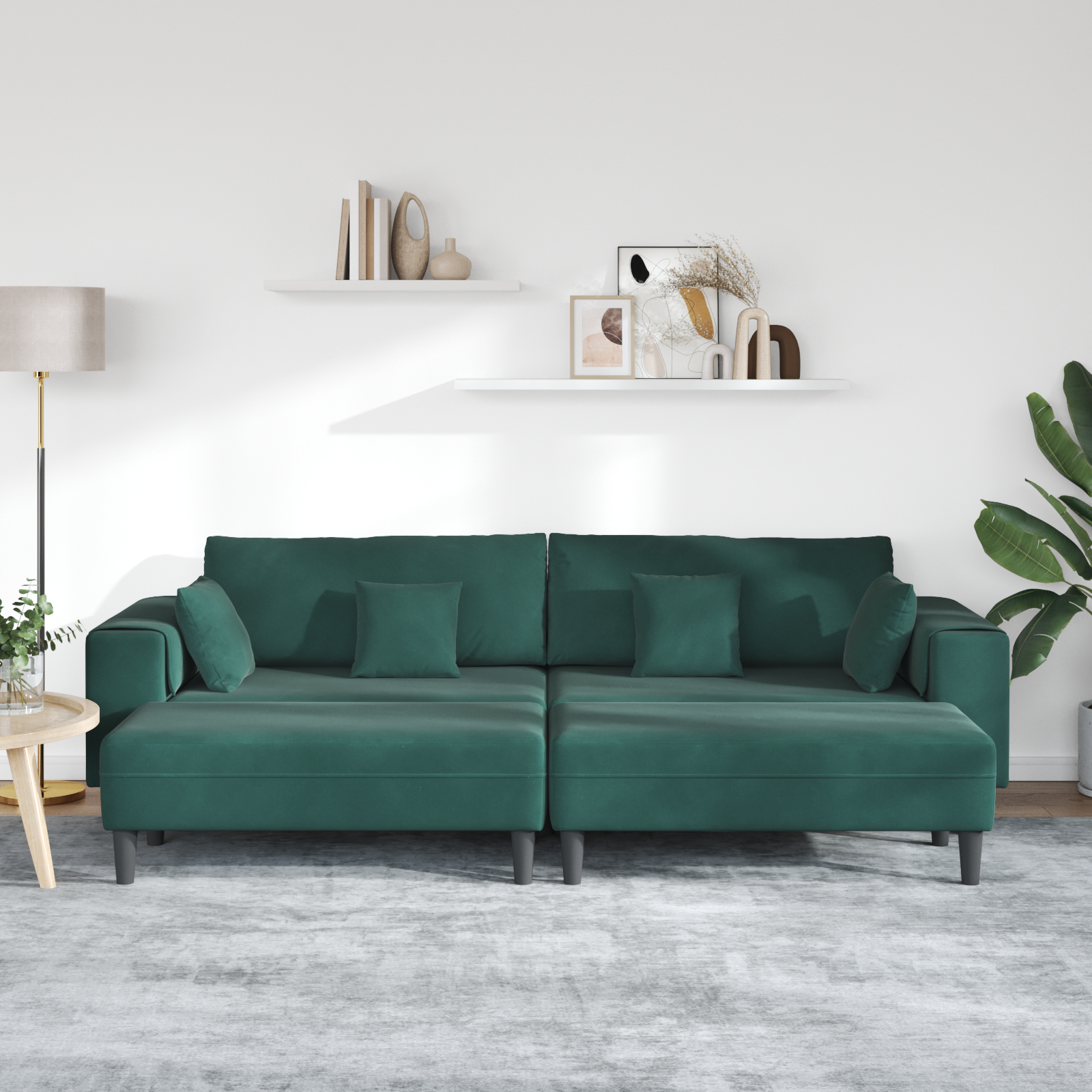 Canapea din catifea cu pernă cu pernă 3 pcs Verde închis 208 cm Catifea GartenMobel Dekor