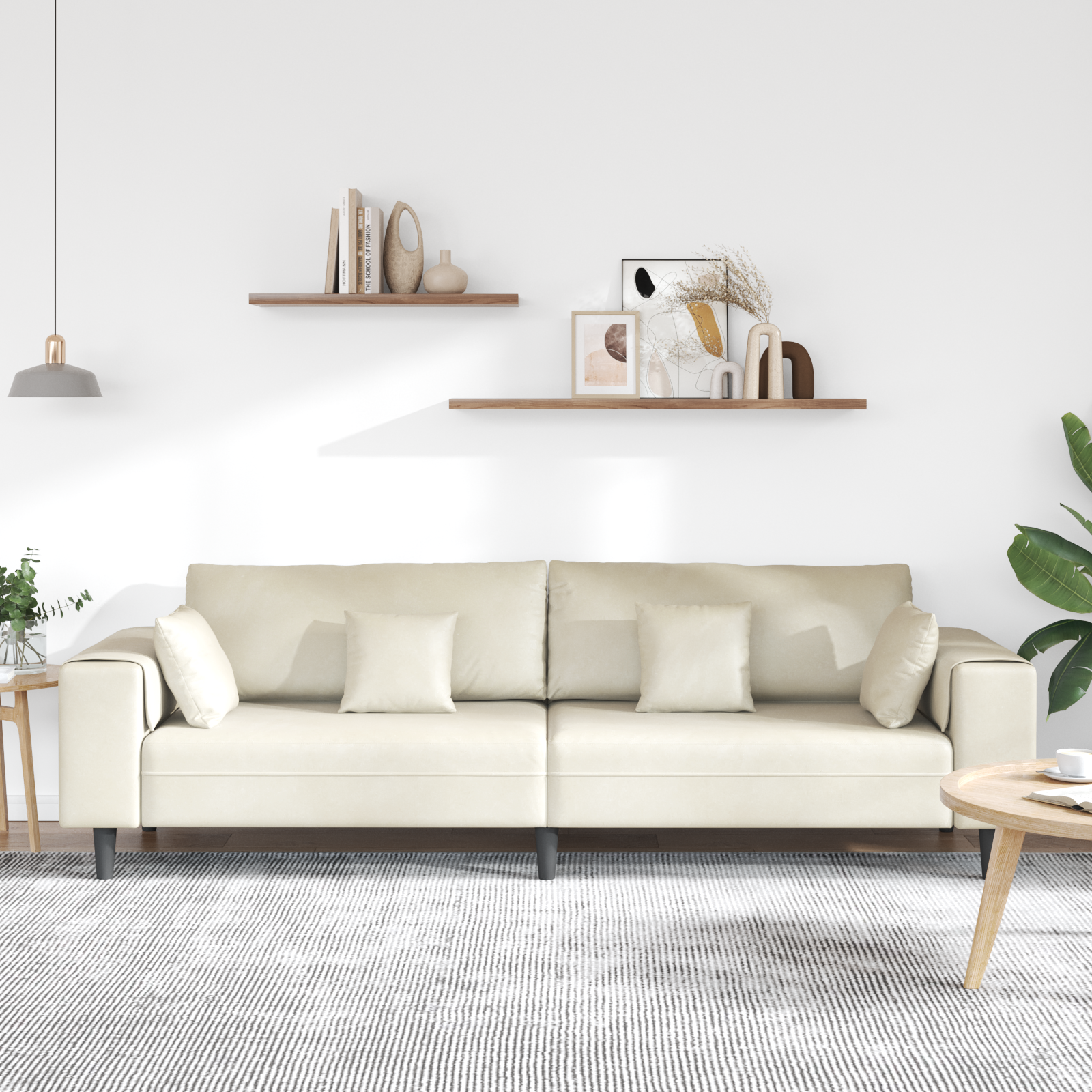 Canapea din catifea cu pernă cu pernă Crem 208 cm Catifea GartenMobel Dekor