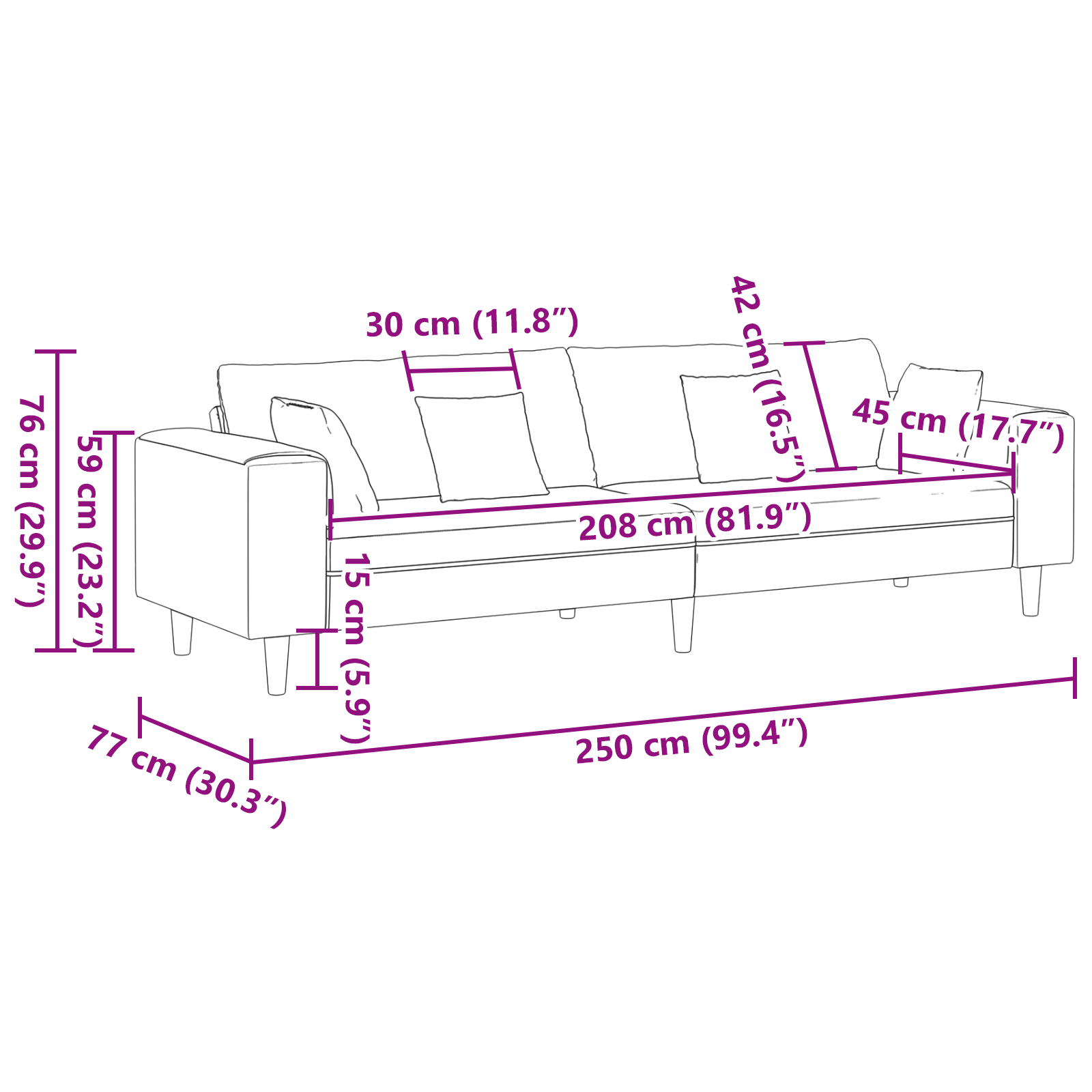 Canapea din catifea cu pernă cu pernă Gri deschis 208 cm Catifea GartenMobel Dekor