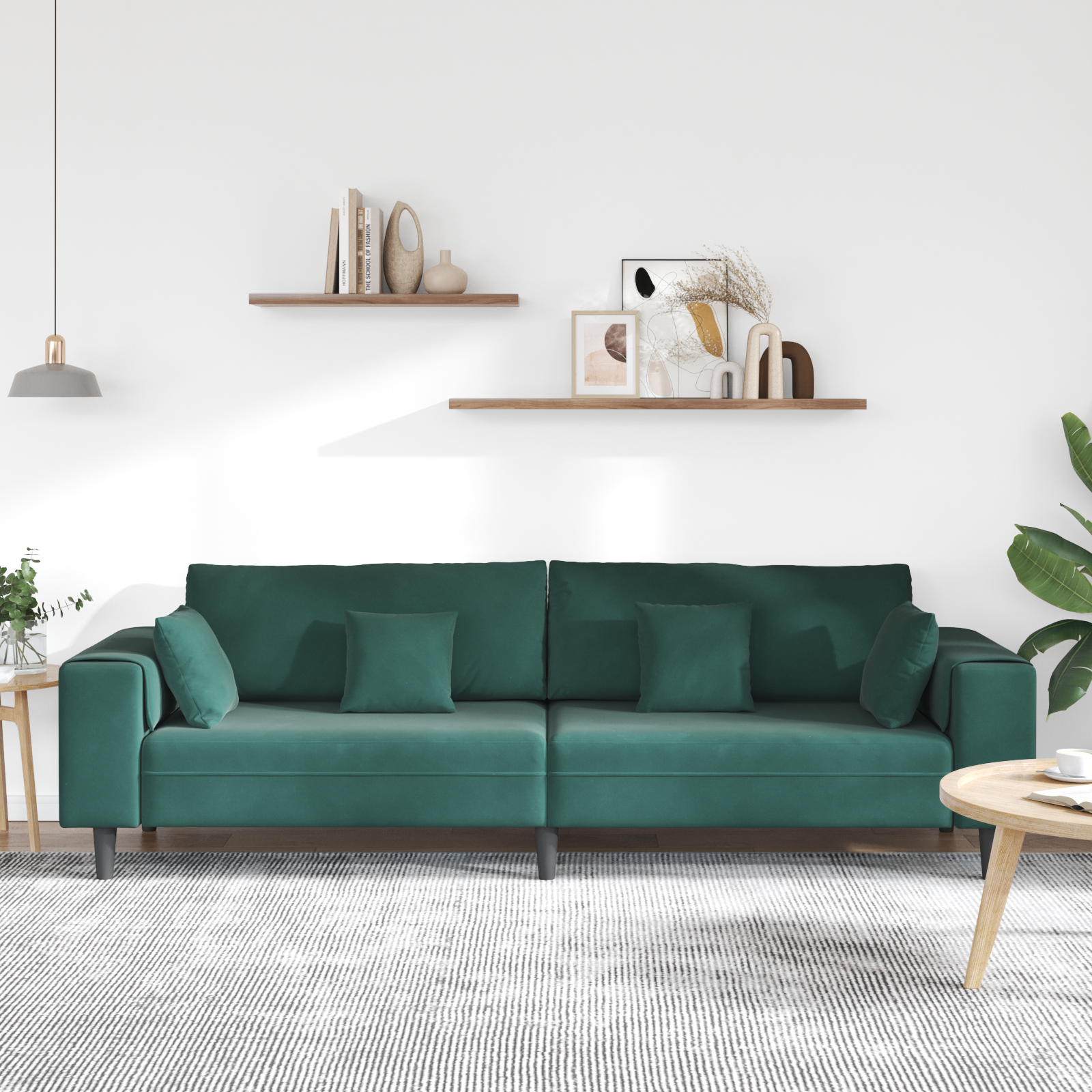 Canapea din catifea cu pernă cu pernă Verde închis 208 cm Catifea GartenMobel Dekor