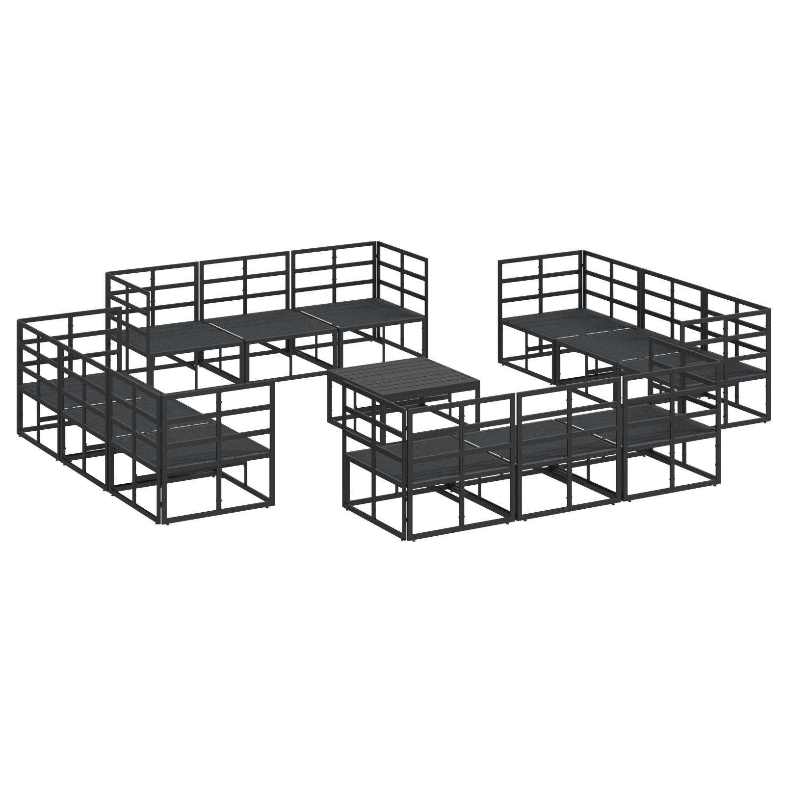 Set de canapele pentru grădină 13 pcs Negru 70 x 70 x 32 cm GartenMobel Dekor