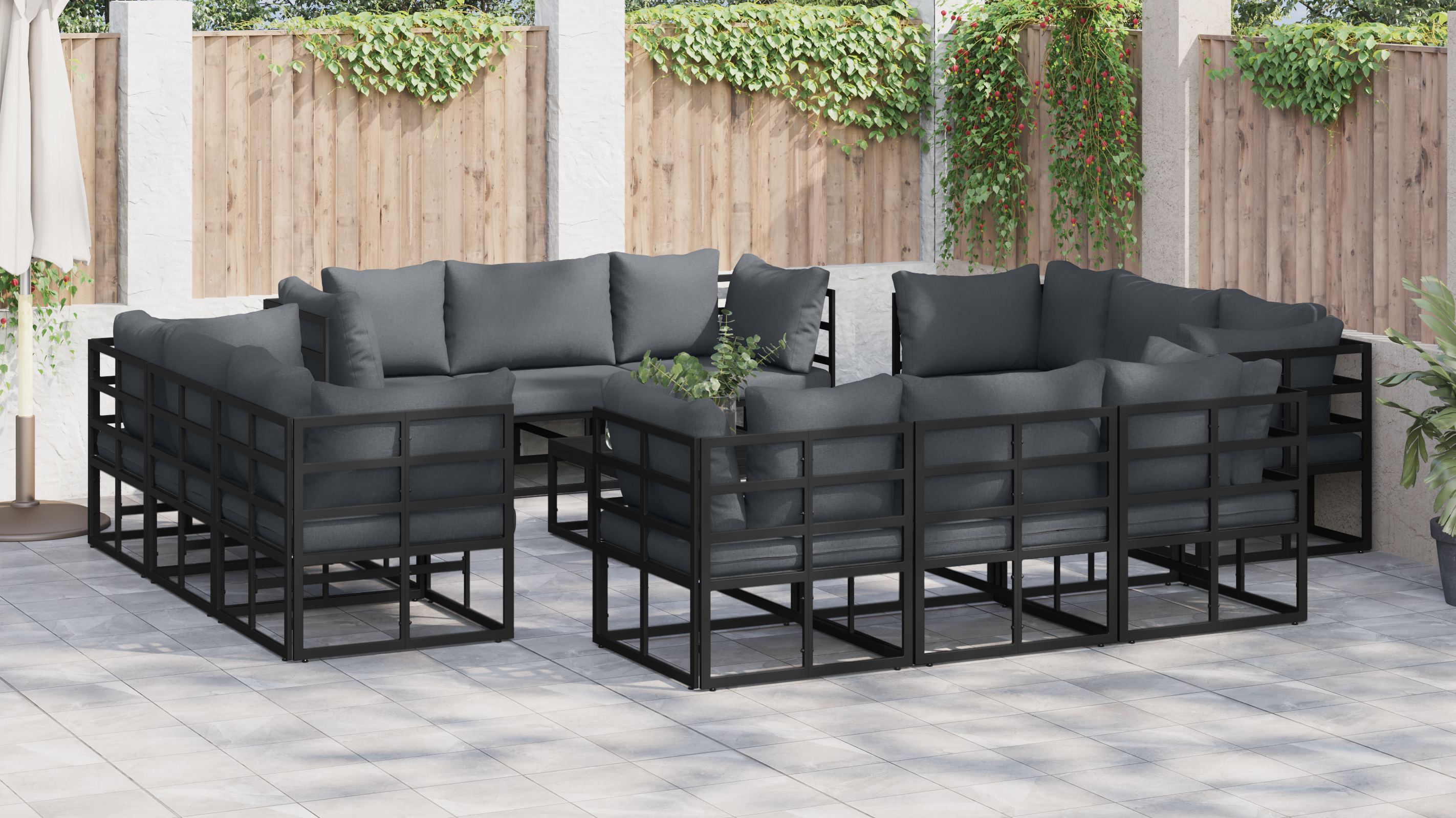 Set de canapele pentru grădină 13 pcs Negru 70 x 70 x 32 cm GartenMobel Dekor