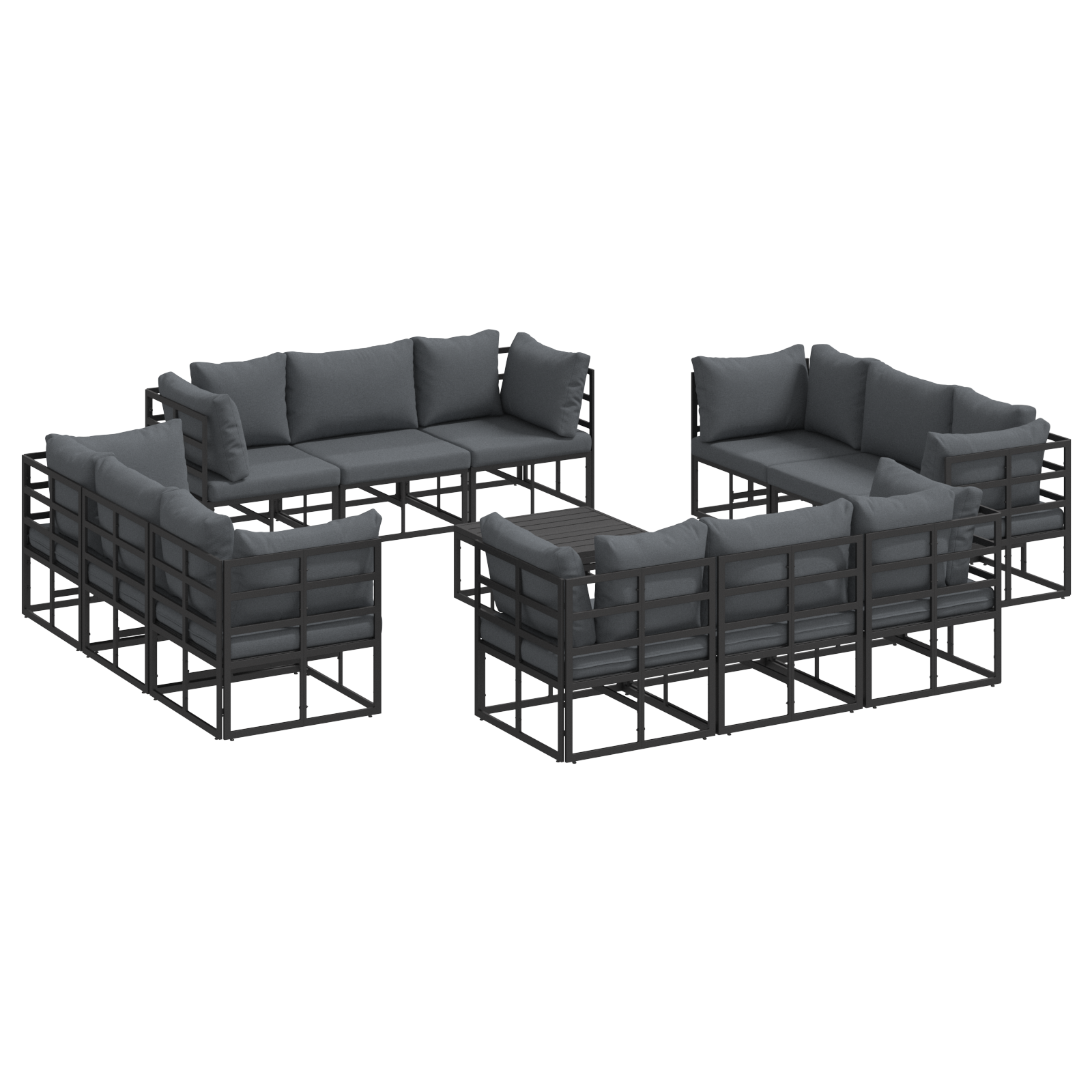 Set de canapele pentru grădină 13 pcs Negru 70 x 70 x 32 cm GartenMobel Dekor