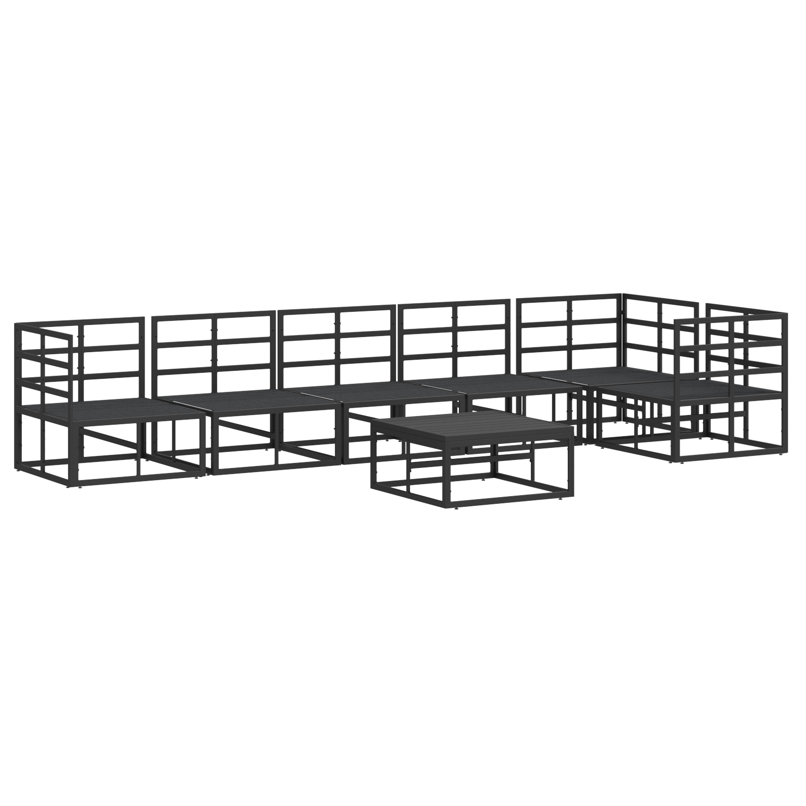 Set de canapele pentru grădină 7 pcs Negru 70 x 70 x 32 cm GartenMobel Dekor