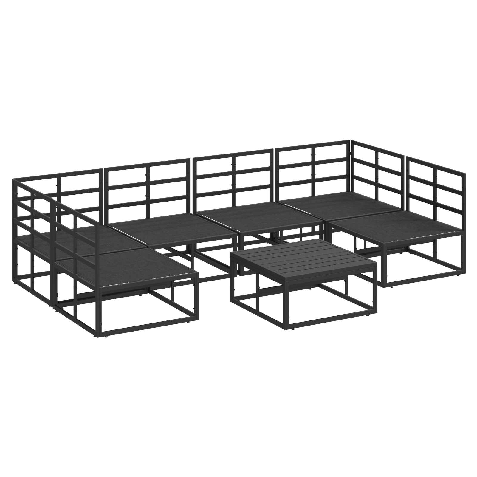Set de canapele pentru grădină 7 pcs Negru 70 x 70 x 32 cm GartenMobel Dekor