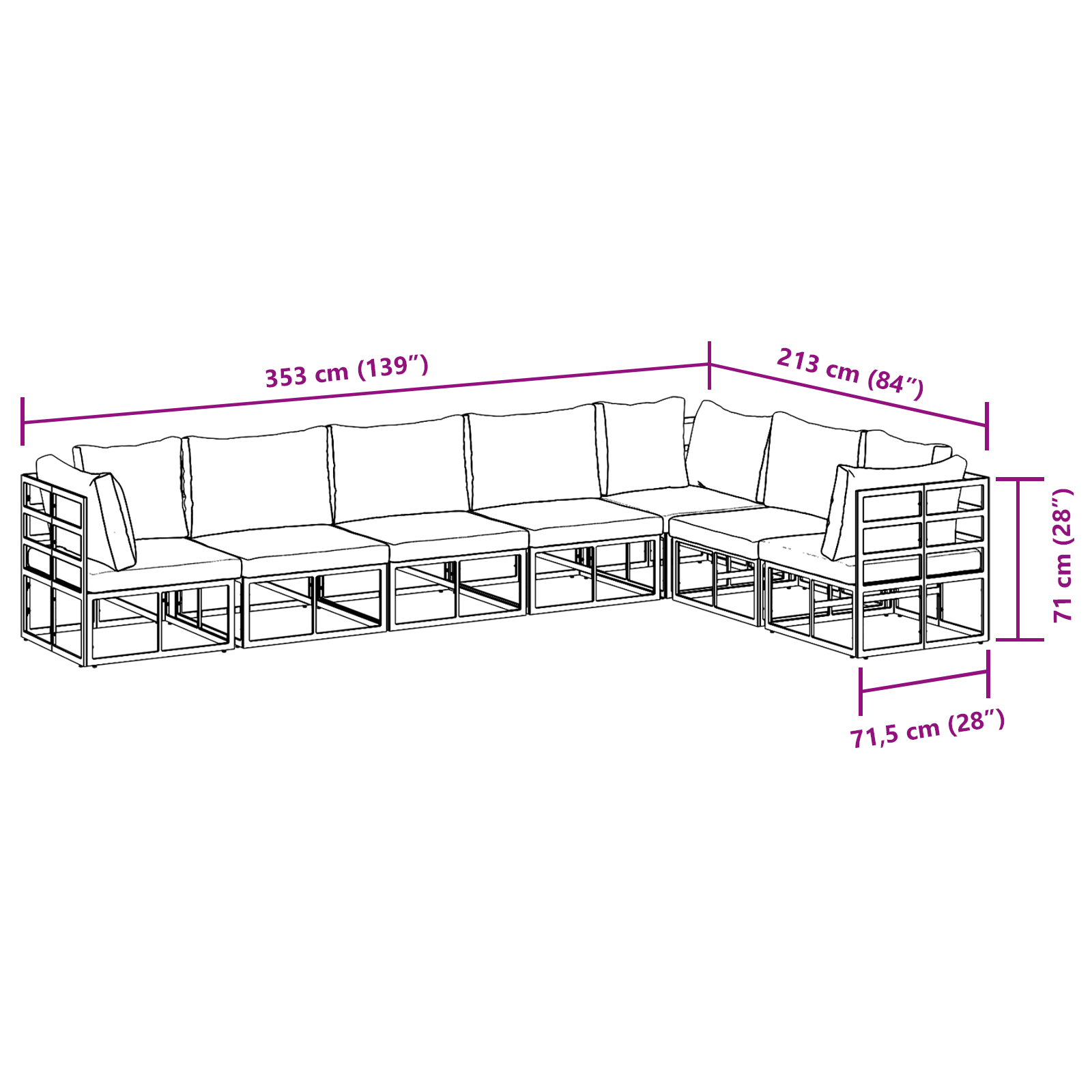 Set de canapele pentru grădină 7 pcs Negru 70 x 70 x 32 cm GartenMobel Dekor