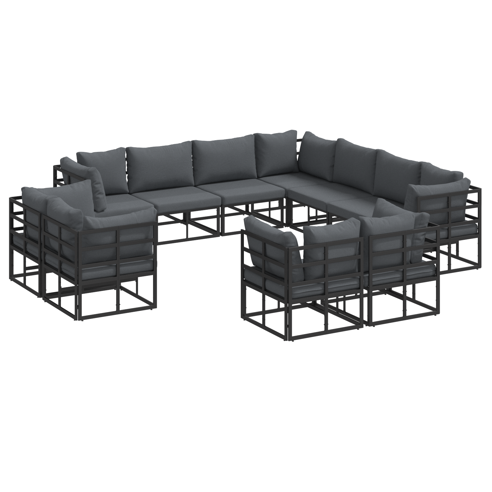 Set de canapele pentru grădină 11 pcs Negru 283 x 283 x 71 cm GartenMobel Dekor