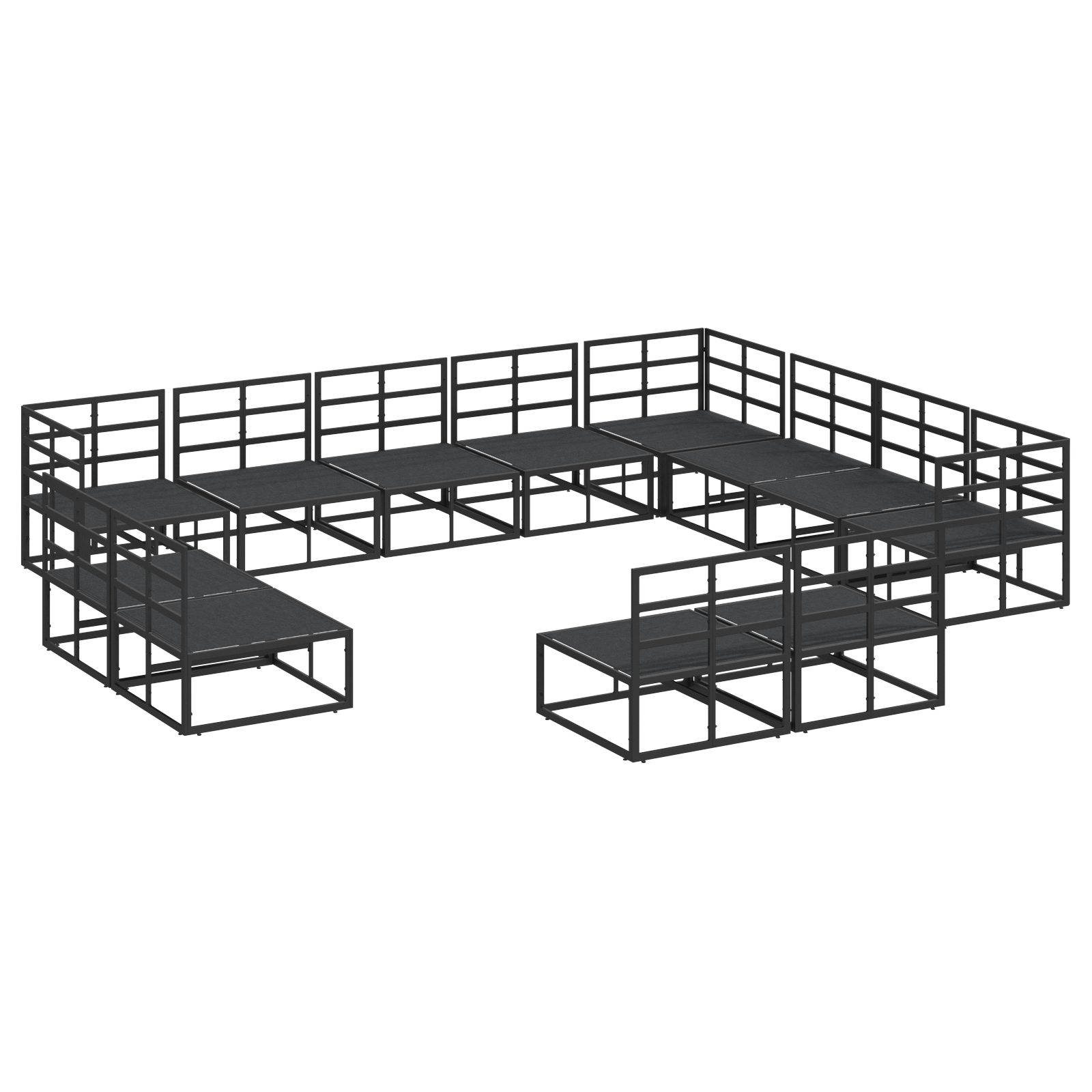 Set de canapele pentru grădină 12 pcs Negru 353 x 283 x 71 cm GartenMobel Dekor