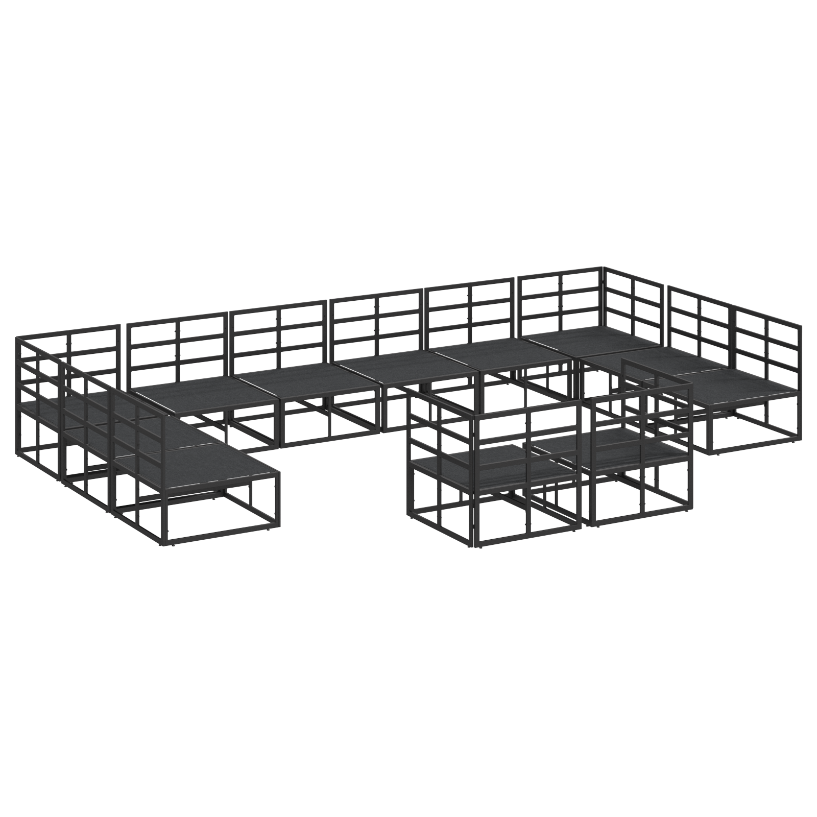 Set de canapele pentru grădină 12 pcs Negru 423 x 211.5 x 71 cm GartenMobel Dekor