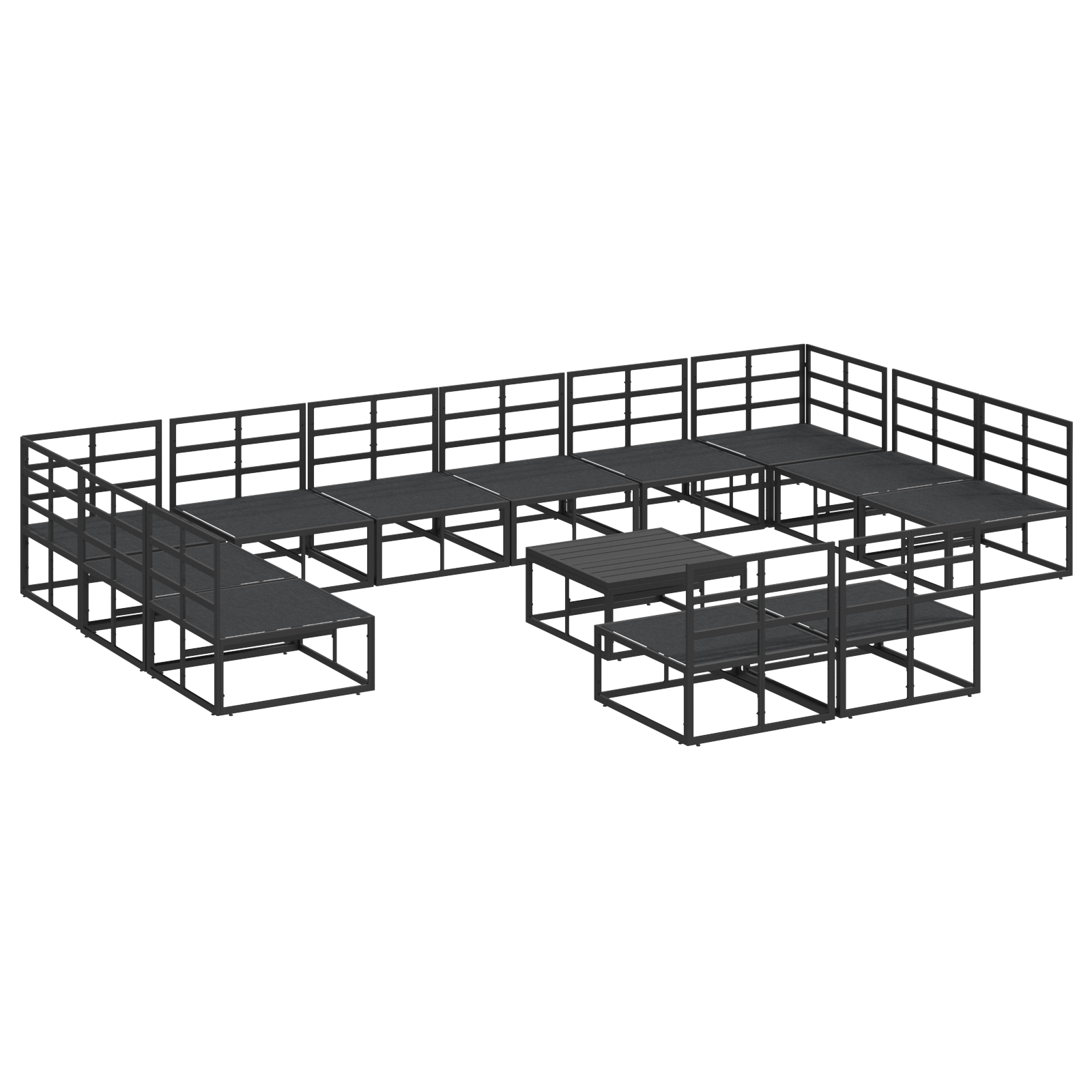 Set de canapele pentru grădină 13 pcs Negru 70 x 70 x 32 cm GartenMobel Dekor