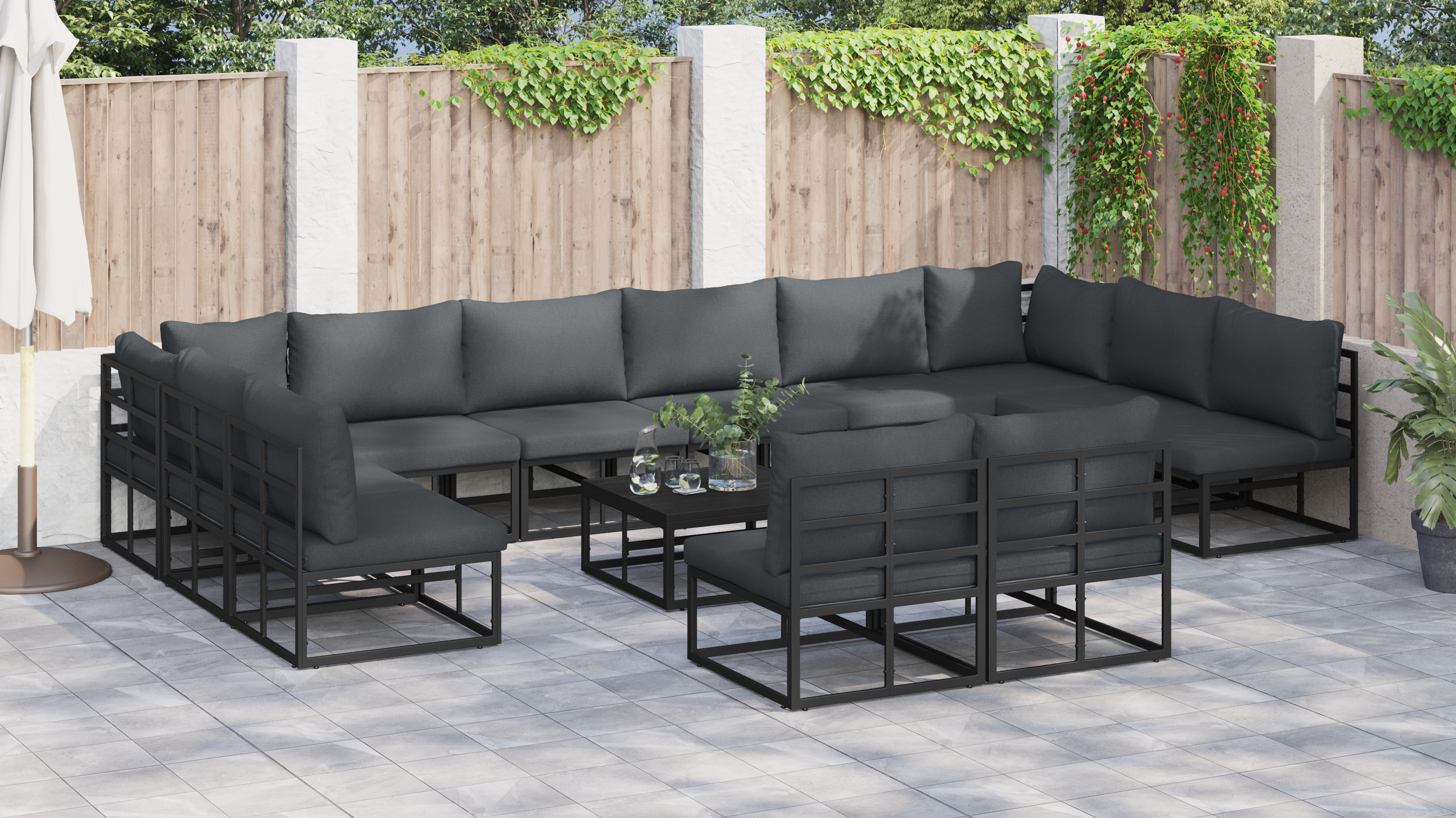 Set de canapele pentru grădină 13 pcs Negru 70 x 70 x 32 cm GartenMobel Dekor