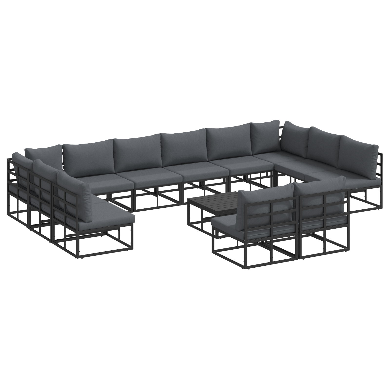 Set de canapele pentru grădină 13 pcs Negru 70 x 70 x 32 cm GartenMobel Dekor