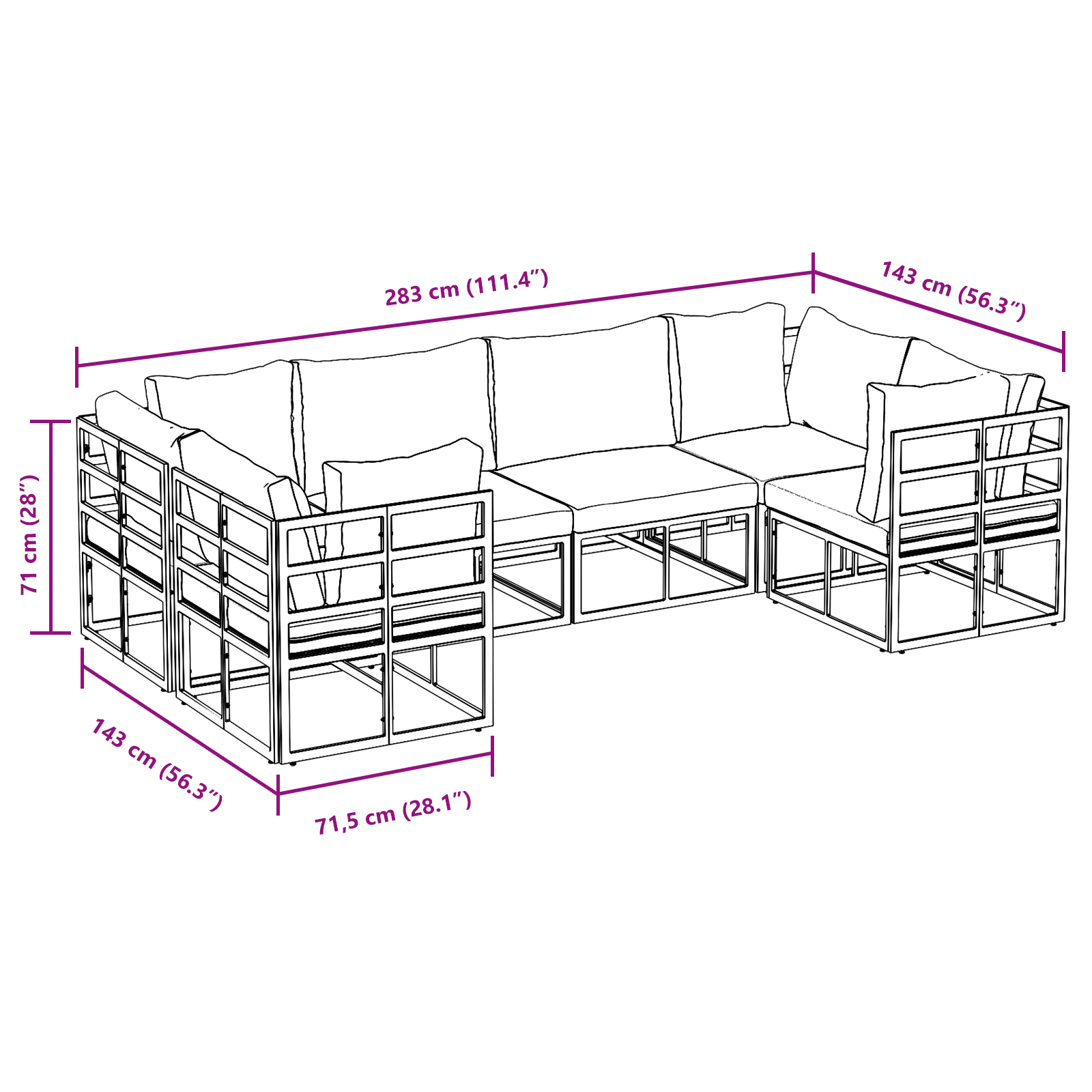 Set de canapele pentru grădină 6 pcs Negru Aluminiu GartenMobel Dekor
