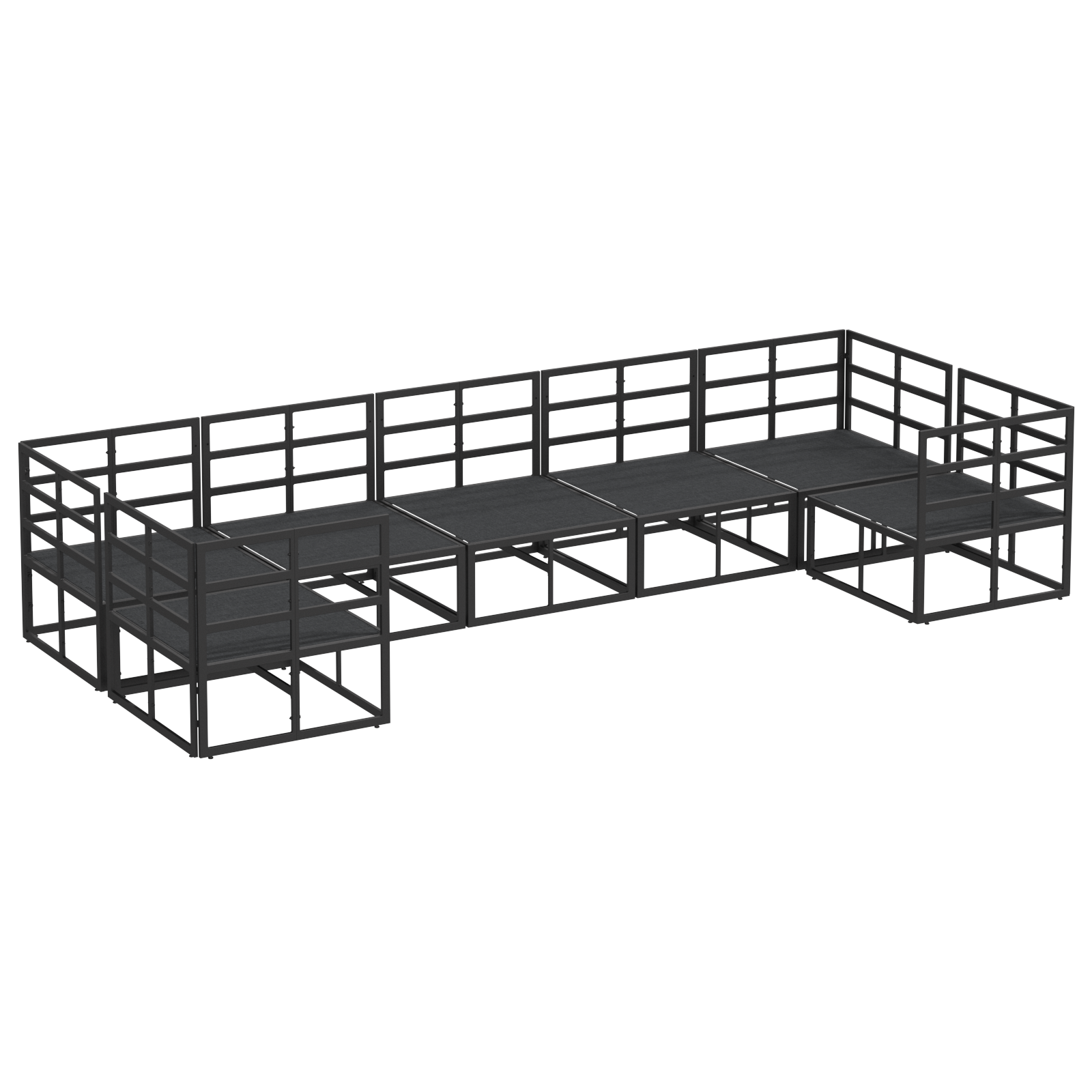 Set de canapele pentru grădină 7 pcs Negru Aluminiu GartenMobel Dekor