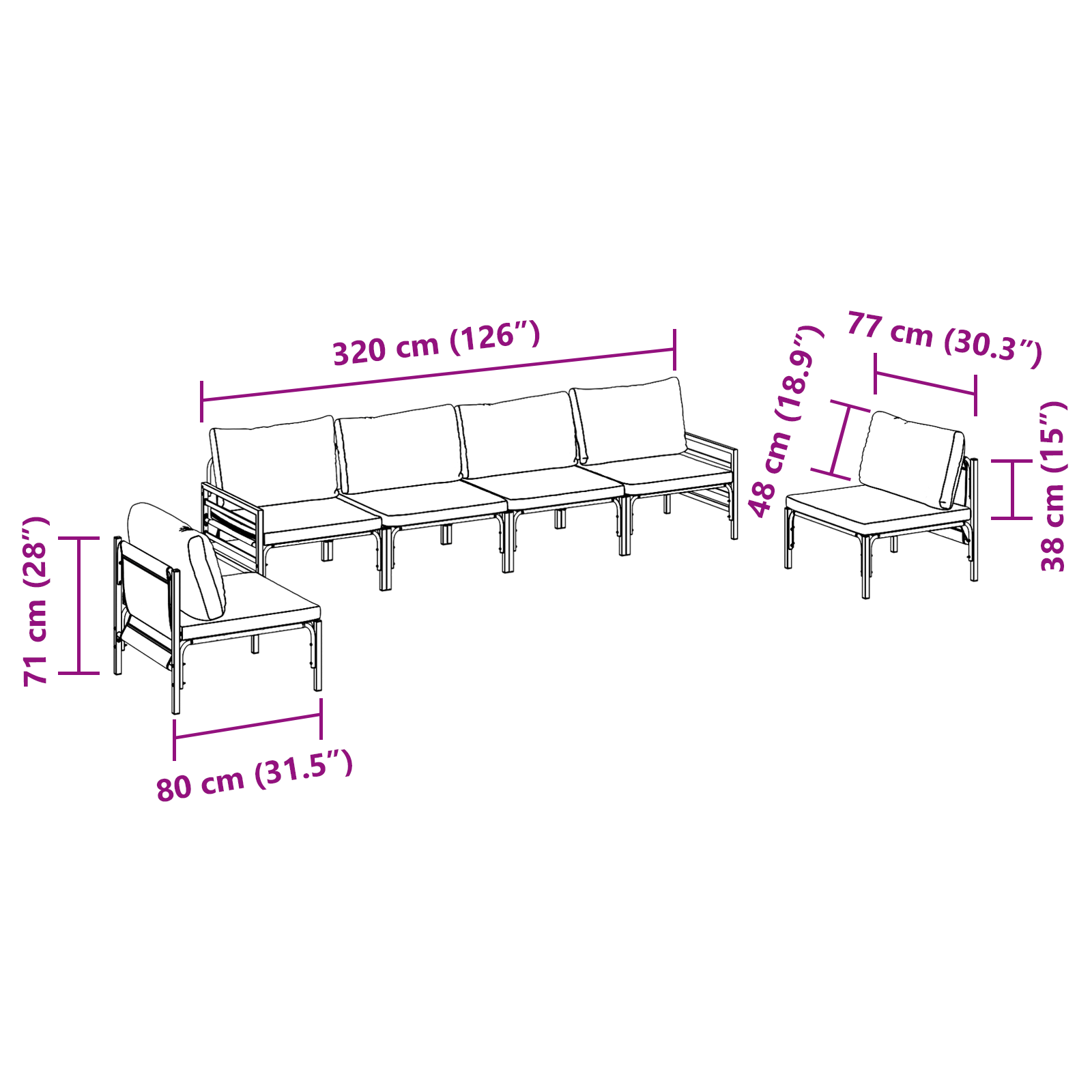 Set de canapele pentru grădină 6 pcs Antracit Oţel GartenMobel Dekor