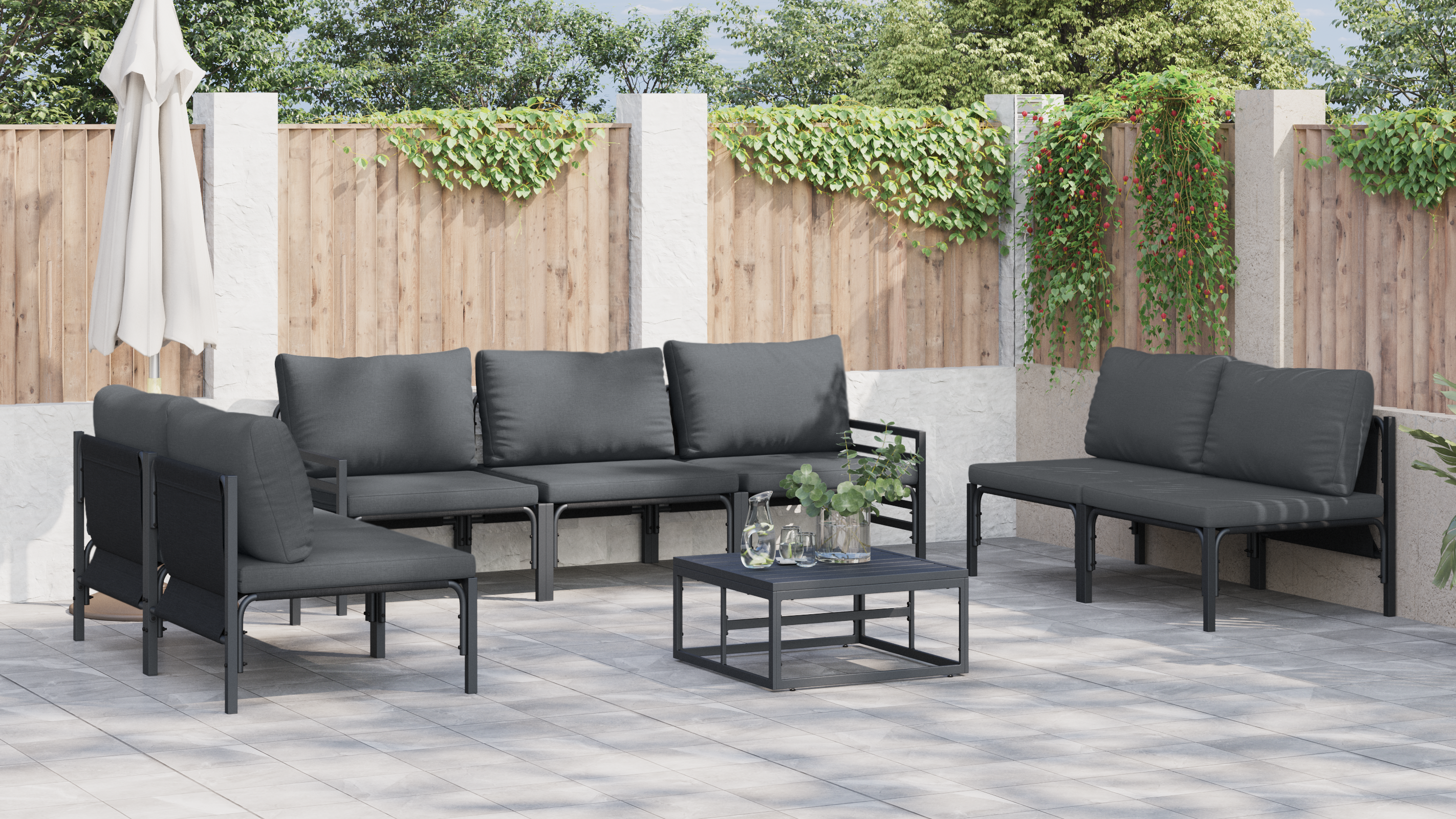 Set de canapele pentru grădină 7 pcs Antracit Oțel GartenMobel Dekor