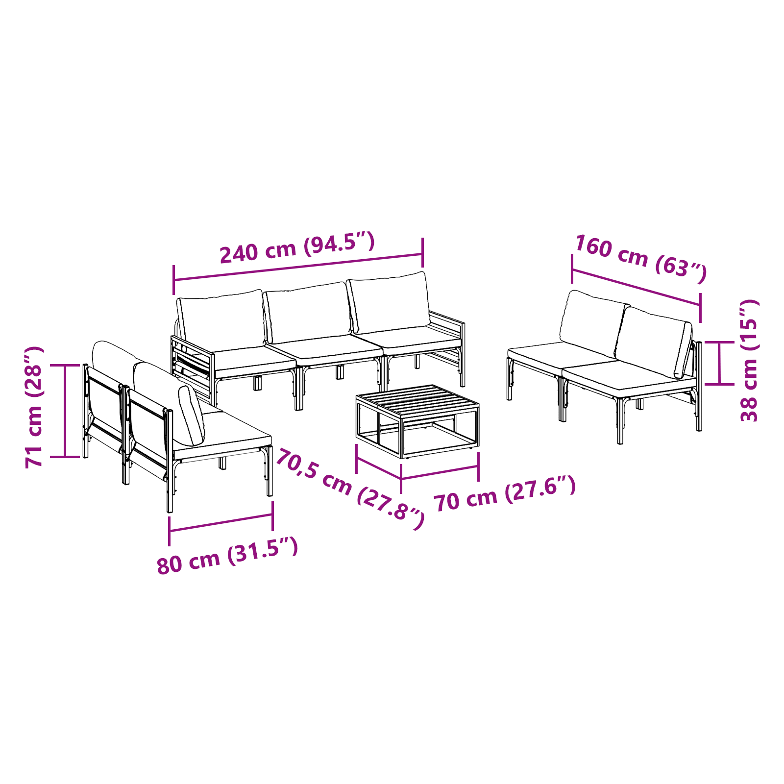 Set de canapele pentru grădină 8 pcs Antracit Oțel GartenMobel Dekor