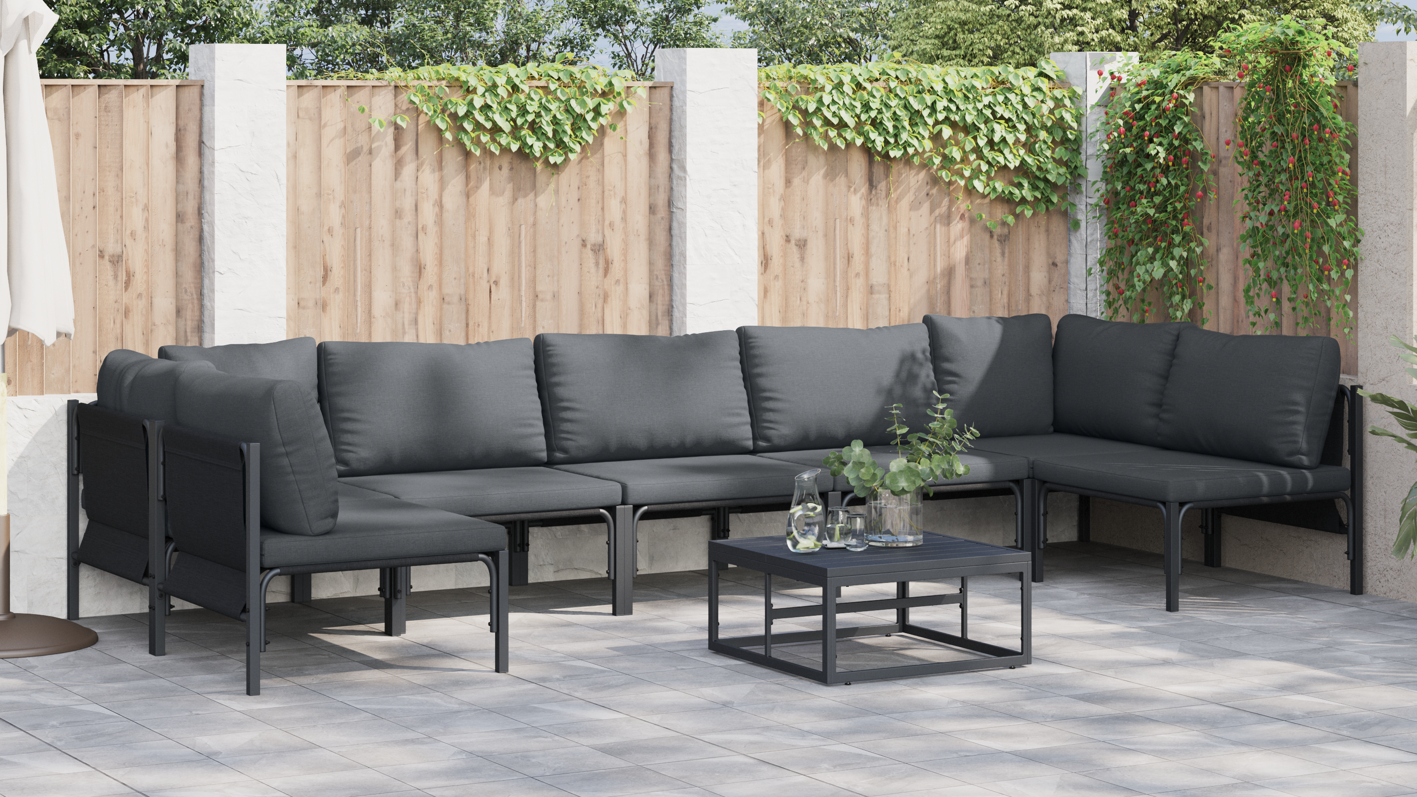 Set de canapele pentru grădină 8 pcs Antracit Oțel GartenMobel Dekor