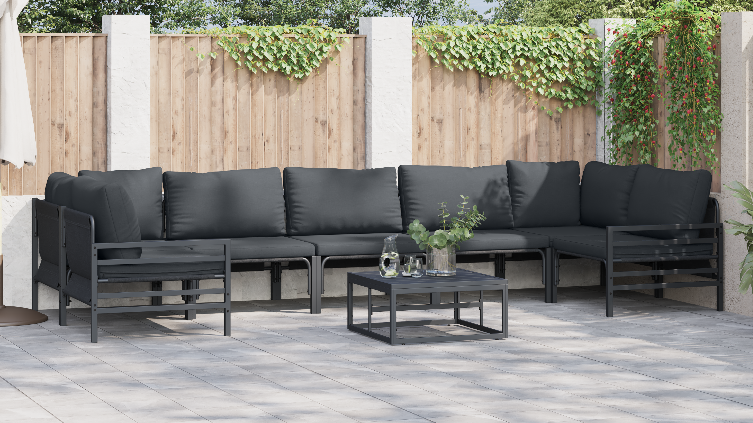 Set de canapele pentru grădină 8 pcs Antracit Oțel GartenMobel Dekor