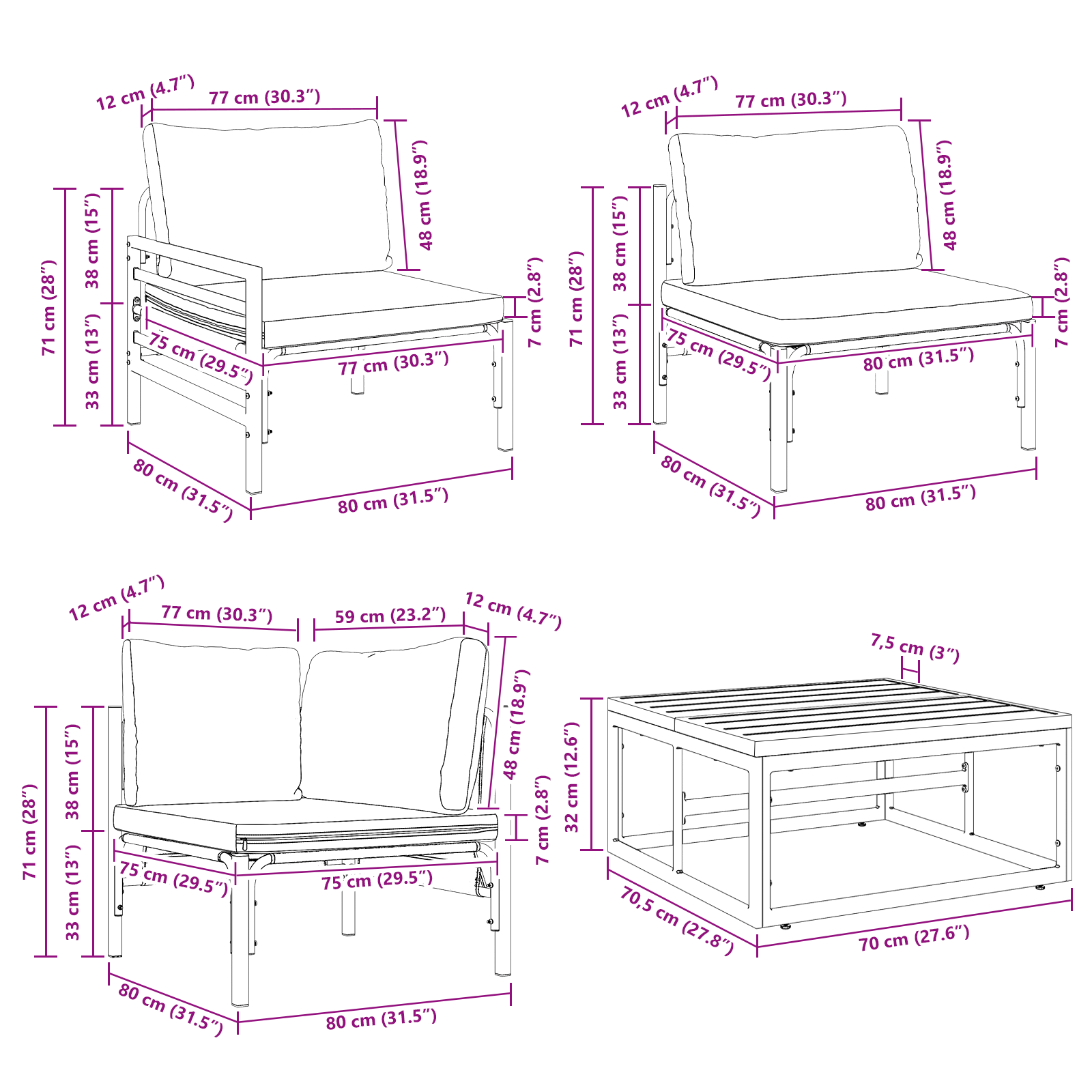 Set de canapele pentru grădină 8 pcs Antracit Oțel GartenMobel Dekor