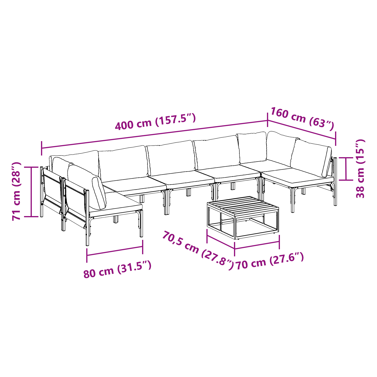 Set de canapele pentru grădină 8 pcs Antracit Oțel GartenMobel Dekor