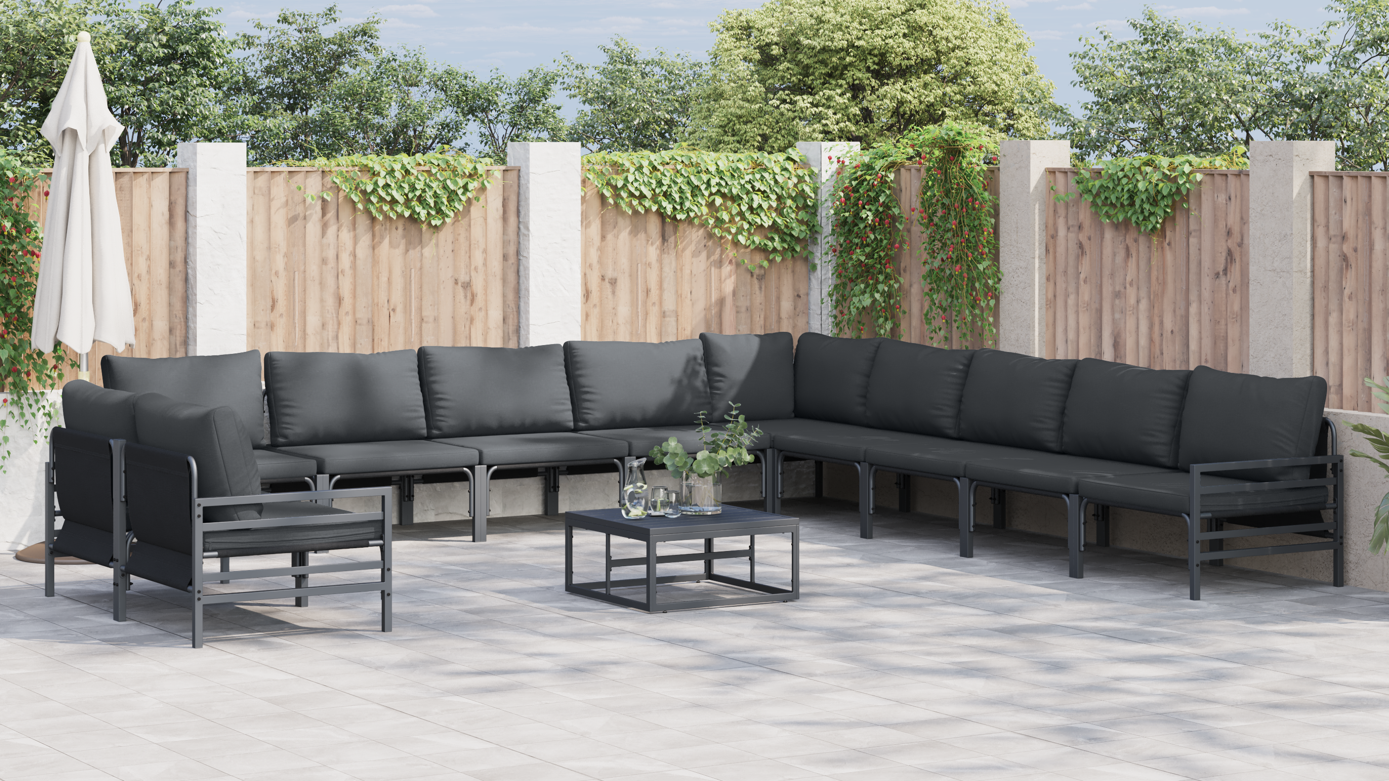 Set de canapele pentru grădină 12 pcs Antracit Oţel GartenMobel Dekor