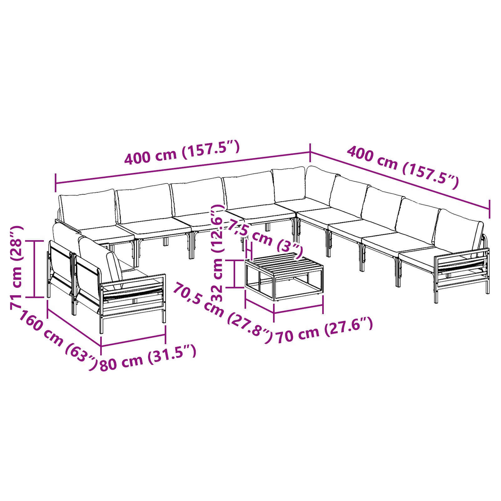 Set de canapele pentru grădină 12 pcs Antracit Oţel GartenMobel Dekor