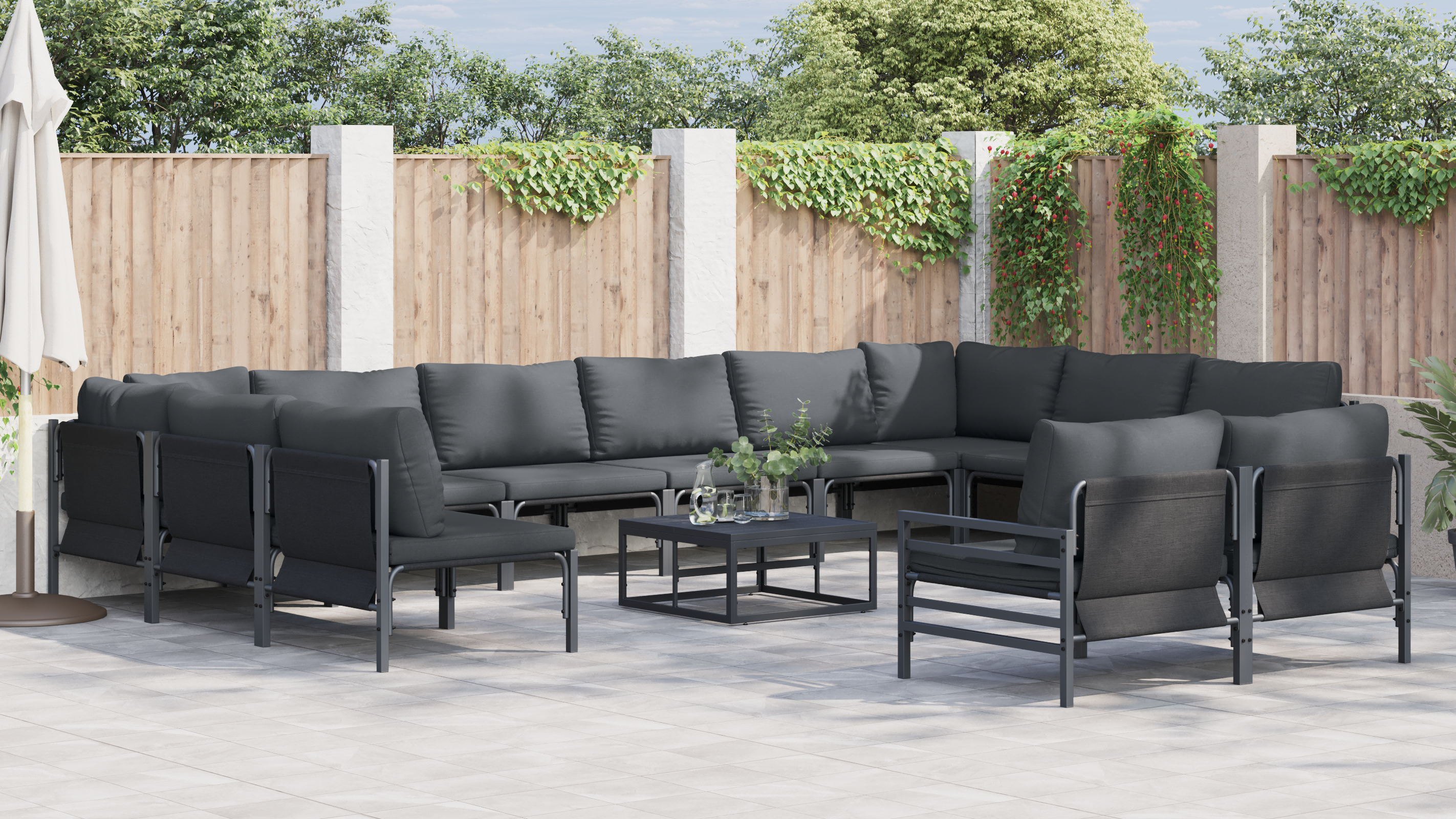 Set de canapele pentru grădină 12 pcs Antracit Oțel GartenMobel Dekor