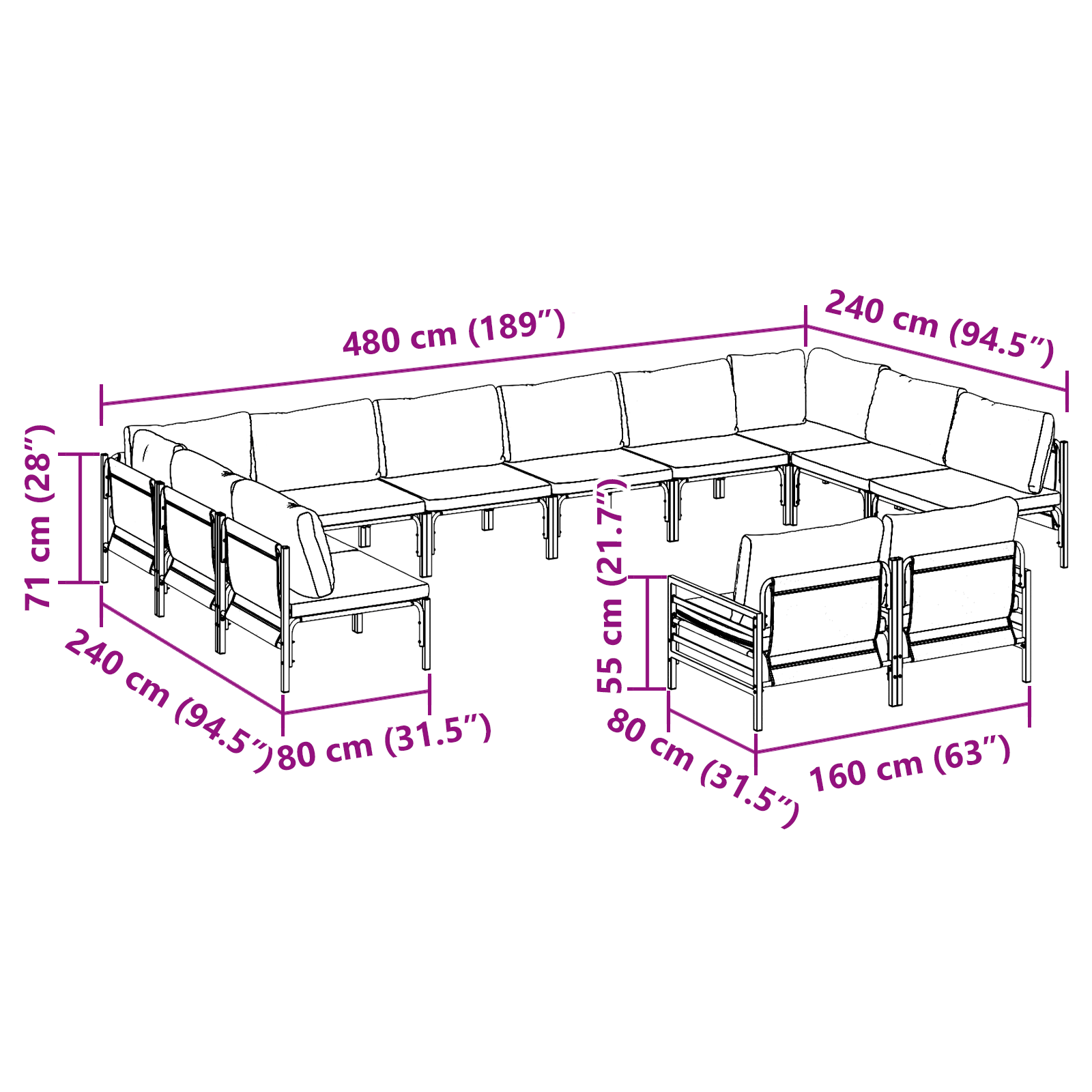 Set de canapele pentru grădină 12 pcs Antracit Oțel GartenMobel Dekor