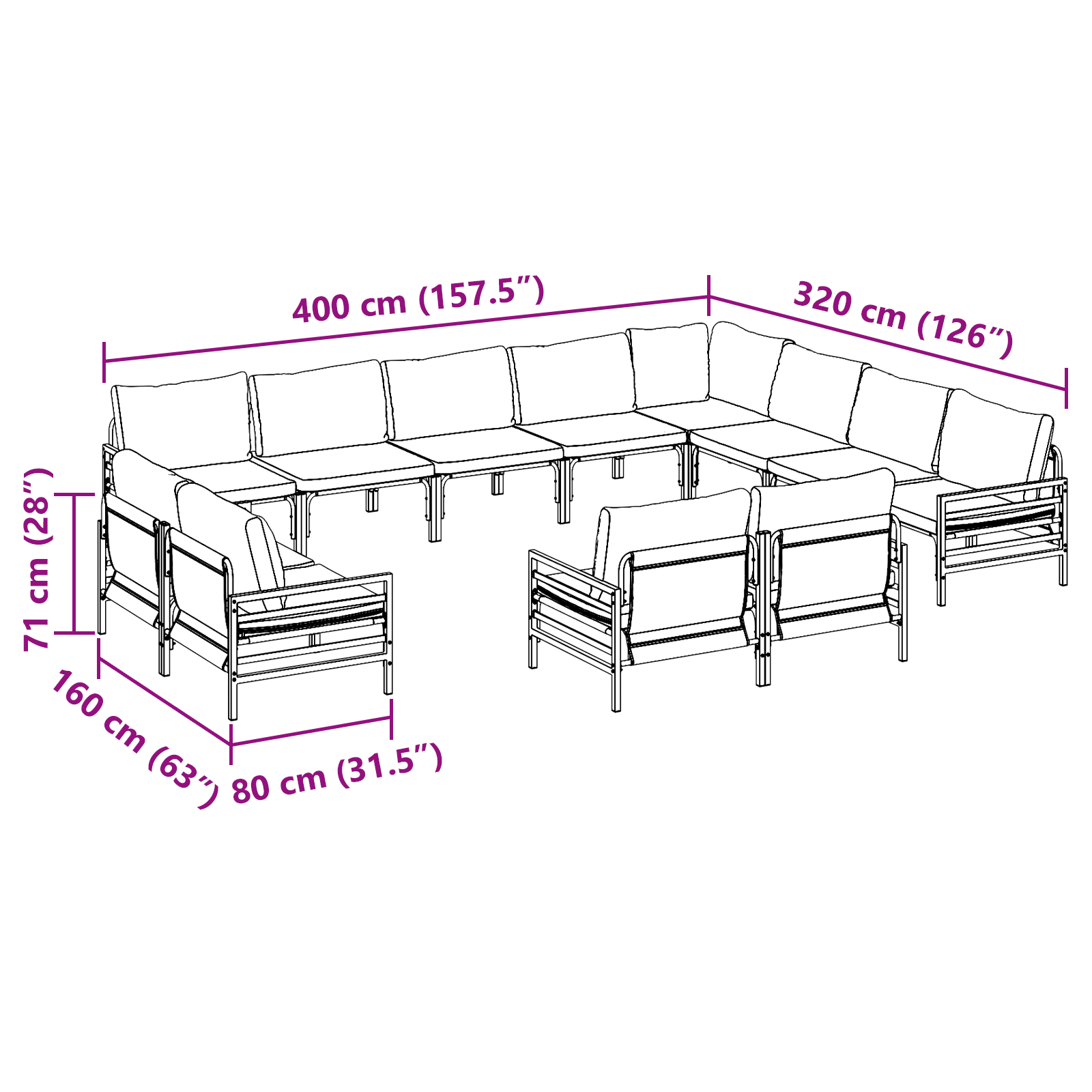Set de canapele pentru grădină 12 pcs Antracit Oțel GartenMobel Dekor