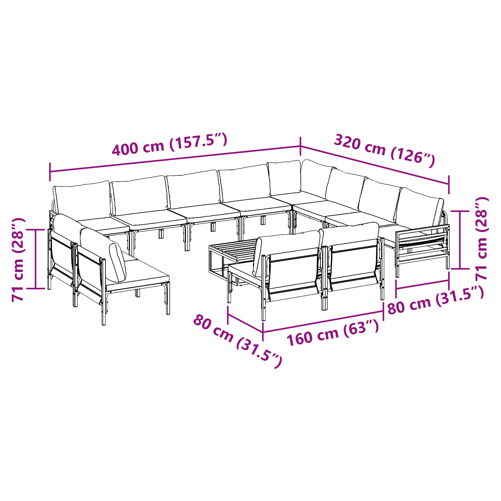 Set de canapele pentru grădină 13 pcs Antracit Oțel GartenMobel Dekor