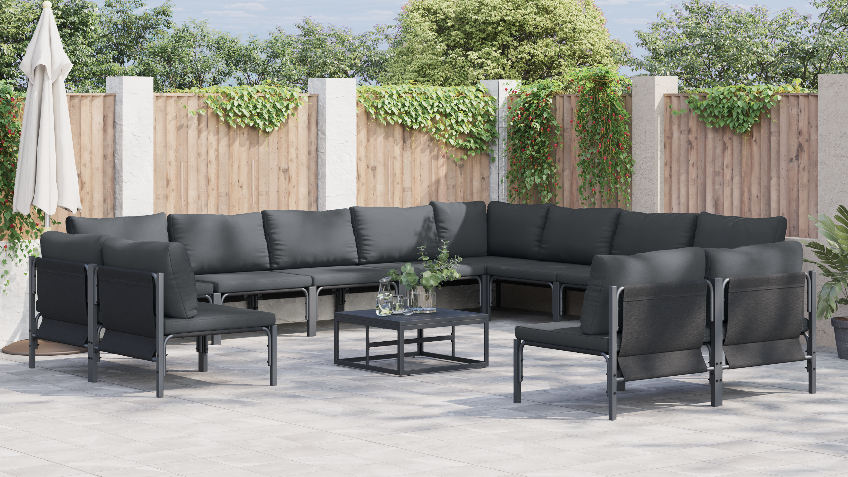 Set de canapele pentru grădină 13 pcs Antracit Oțel GartenMobel Dekor
