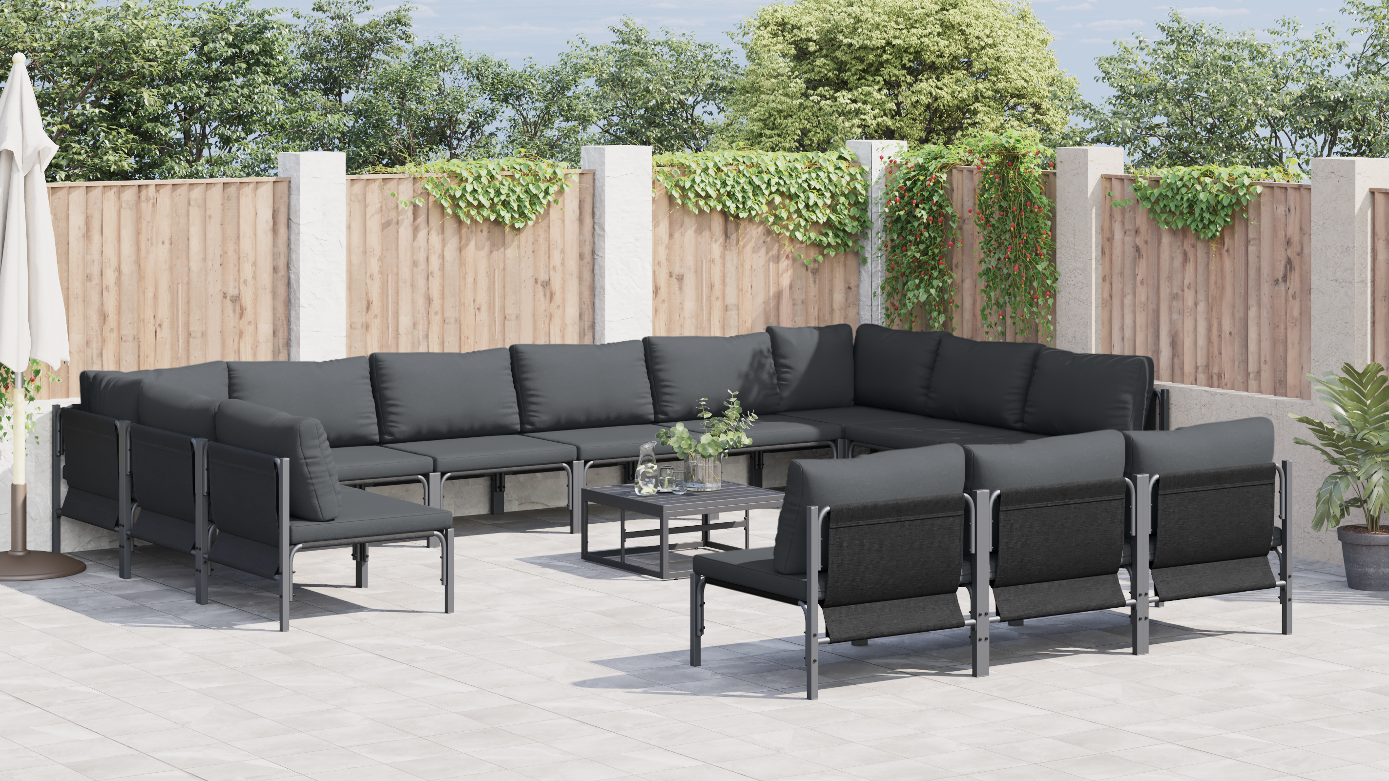 Set de canapele pentru grădină 14 pcs Antracit Oțel GartenMobel Dekor