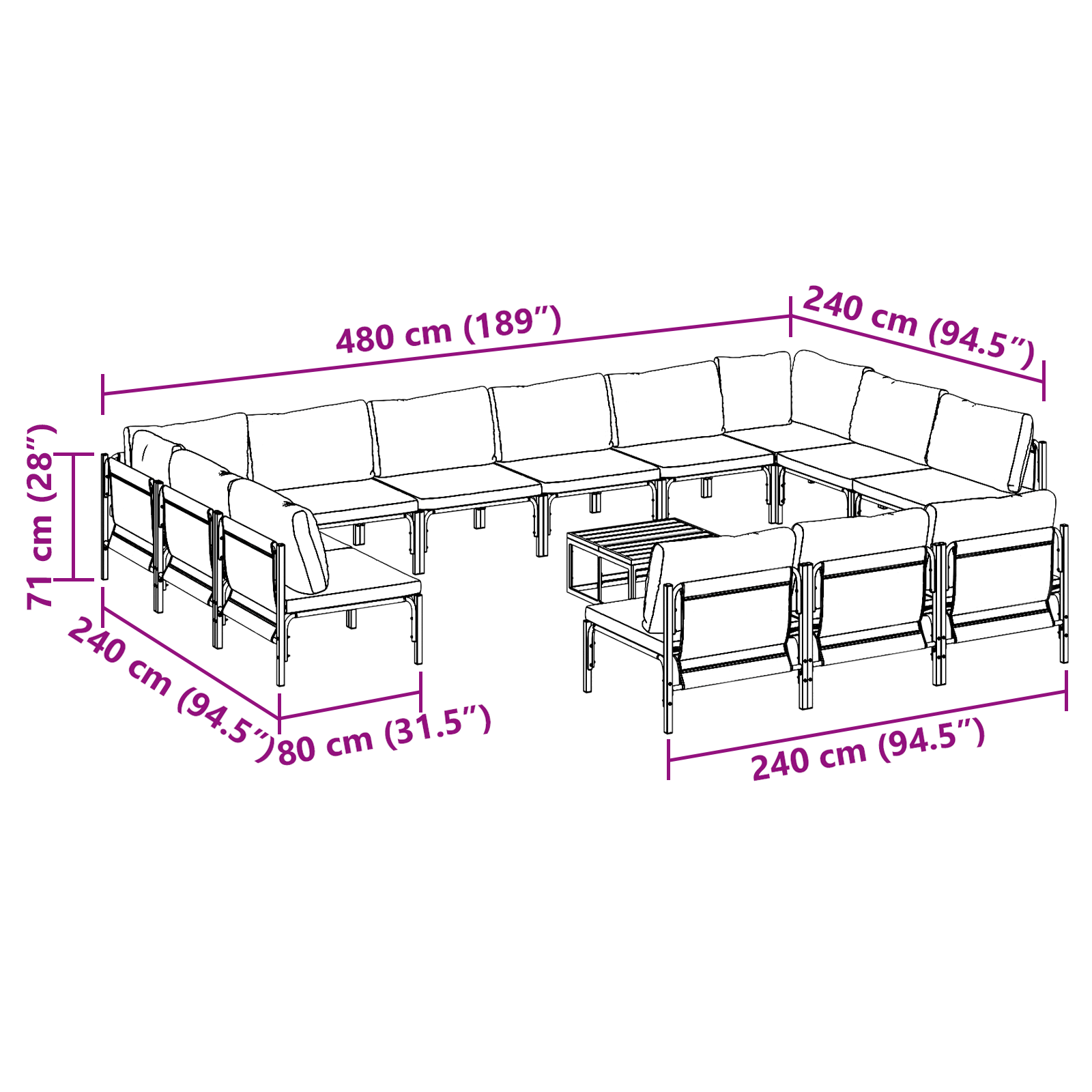 Set de canapele pentru grădină 14 pcs Antracit Oțel GartenMobel Dekor